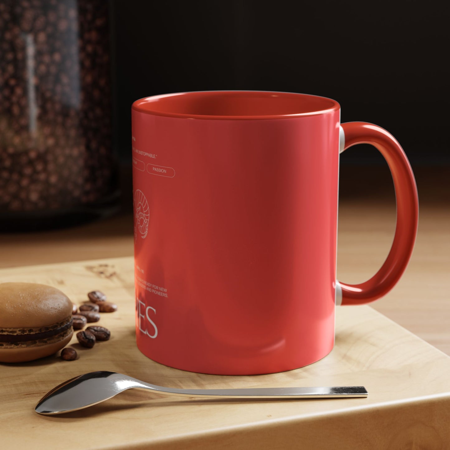 Aries Zodiac Accent Coffee Mug — Red Astrology Horoscope Gift (11/15oz)