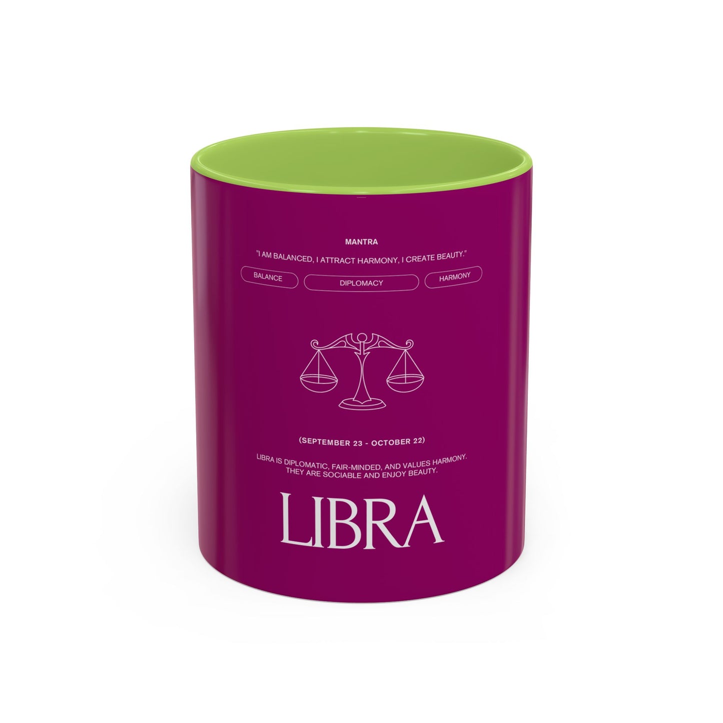 Libra Zodiac Coffee Mug — Astrology Accent Mug with Scales Design