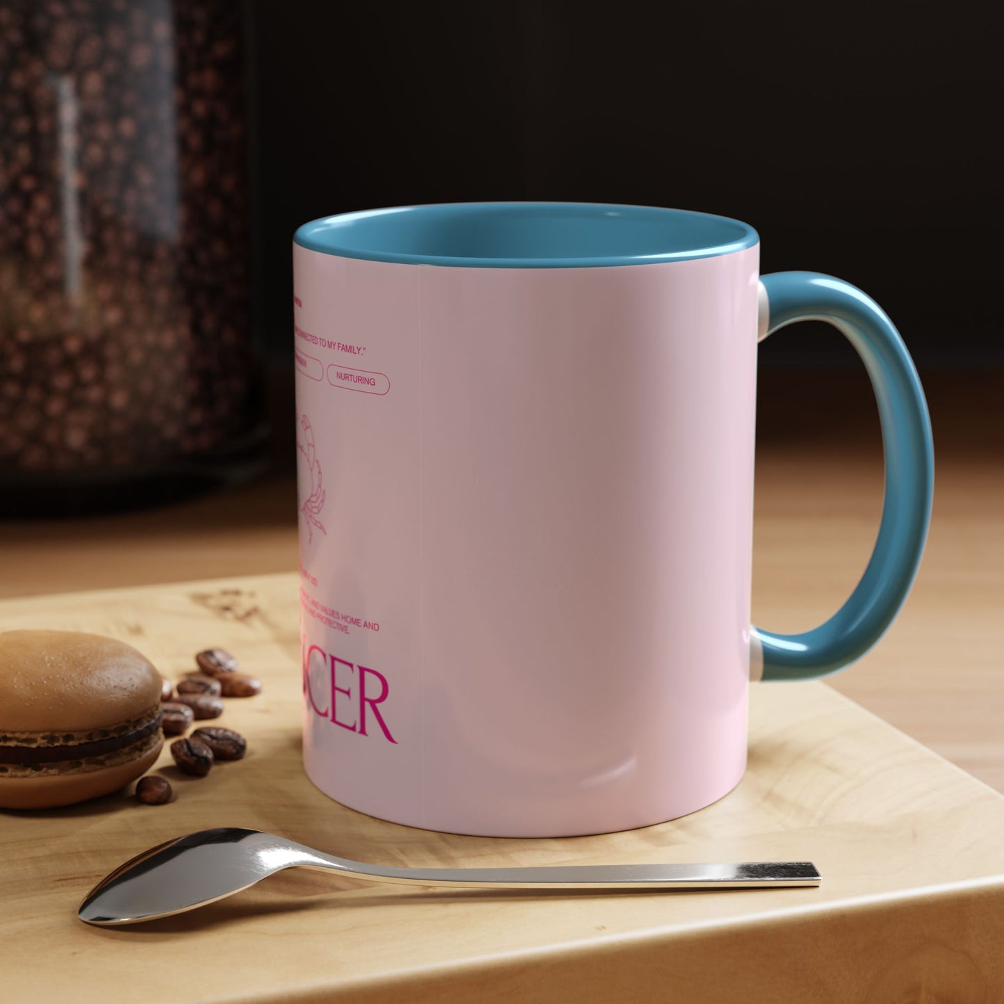 Cancer Zodiac Accent Coffee Mug — Pink Astrology Horoscope Gift (11/15oz)