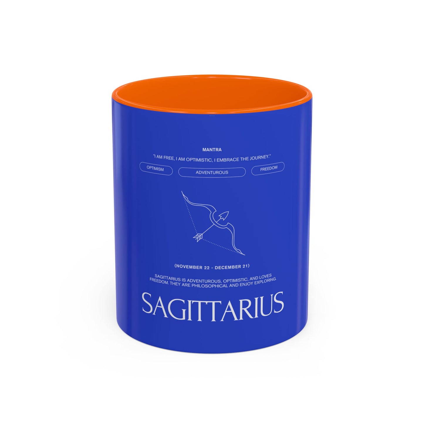 Sagittarius Zodiac Coffee Mug — Blue Accent Astrology Birthday Gift (11/15oz)