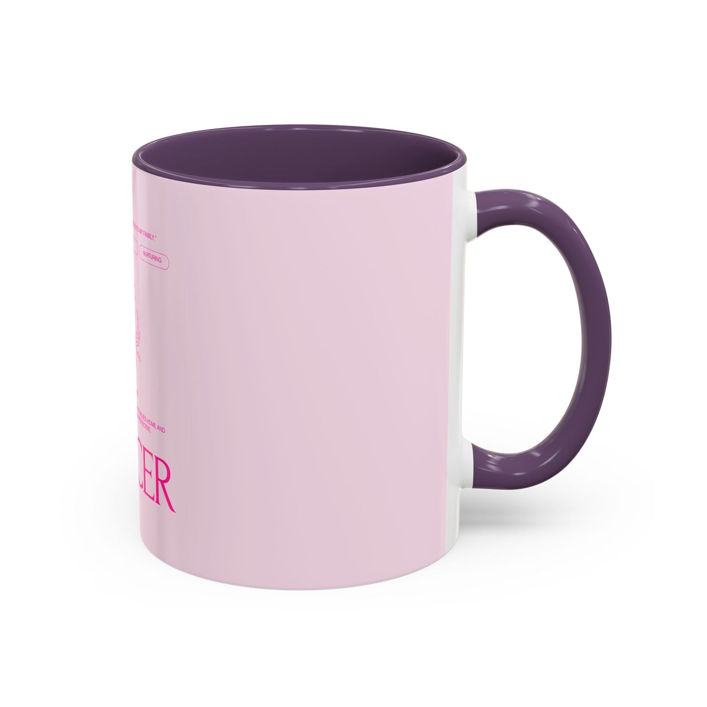 Cancer Zodiac Accent Coffee Mug — Pink Astrology Horoscope Gift (11/15oz)