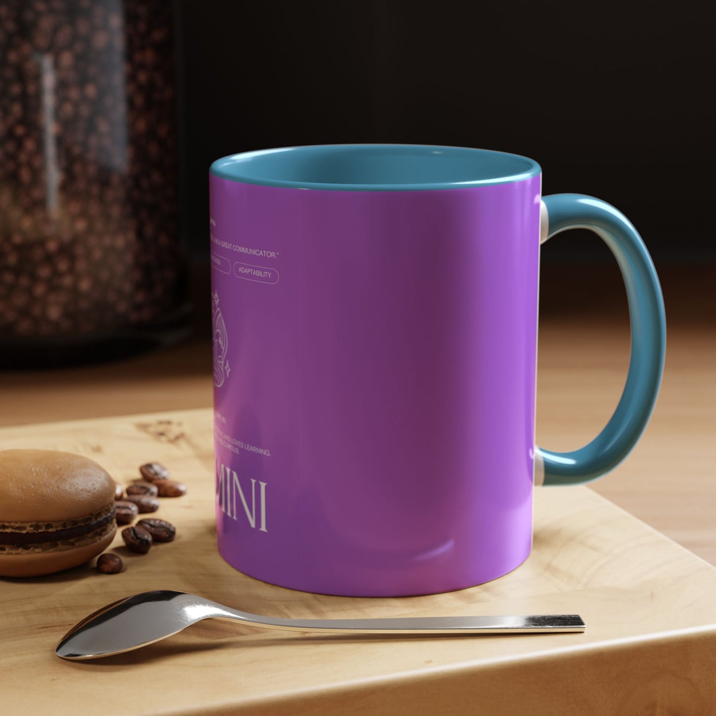 Gemini Zodiac Accent Coffee Mug — Purple Astrology Horoscope 11/15oz