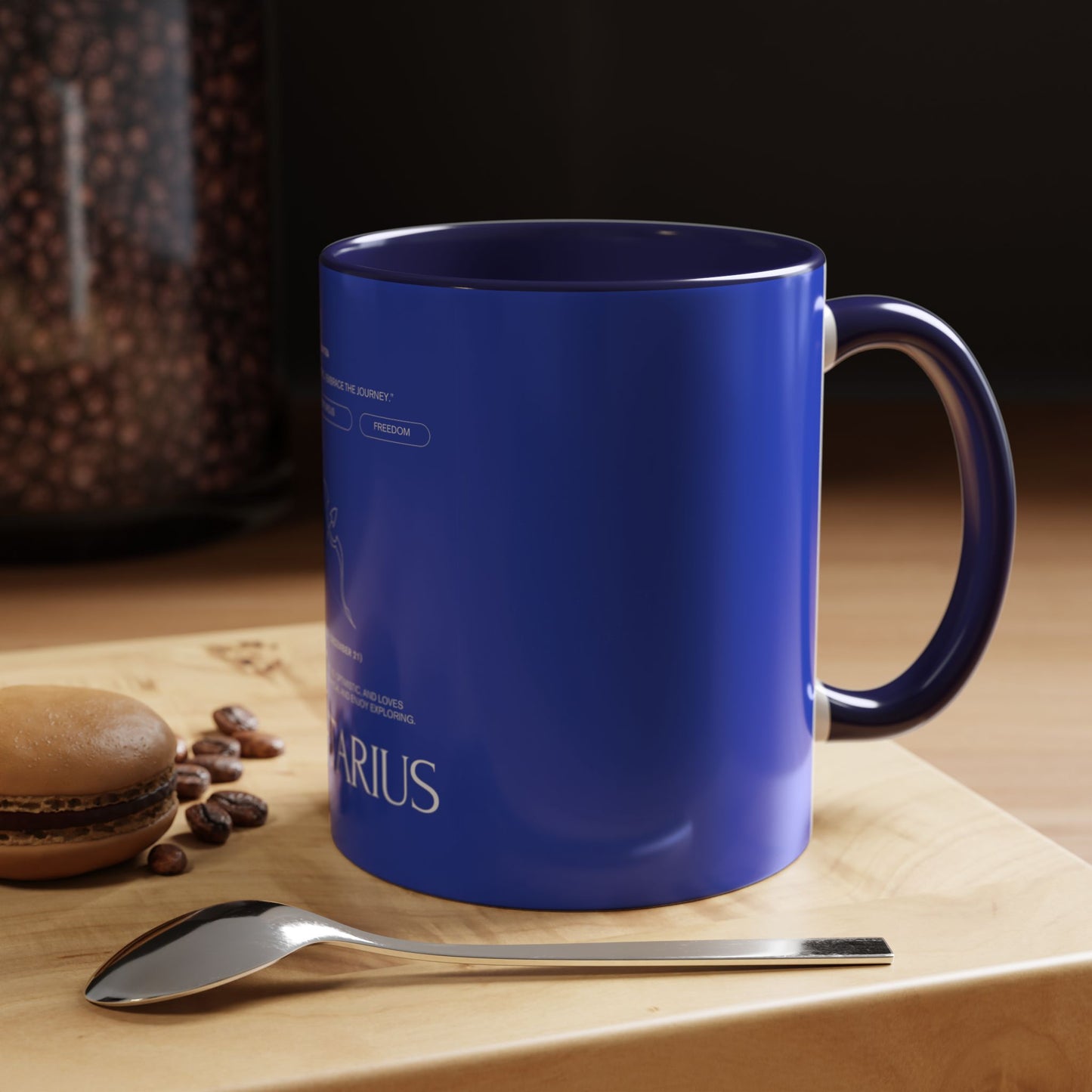 Sagittarius Zodiac Coffee Mug — Blue Accent Astrology Birthday Gift (11/15oz)