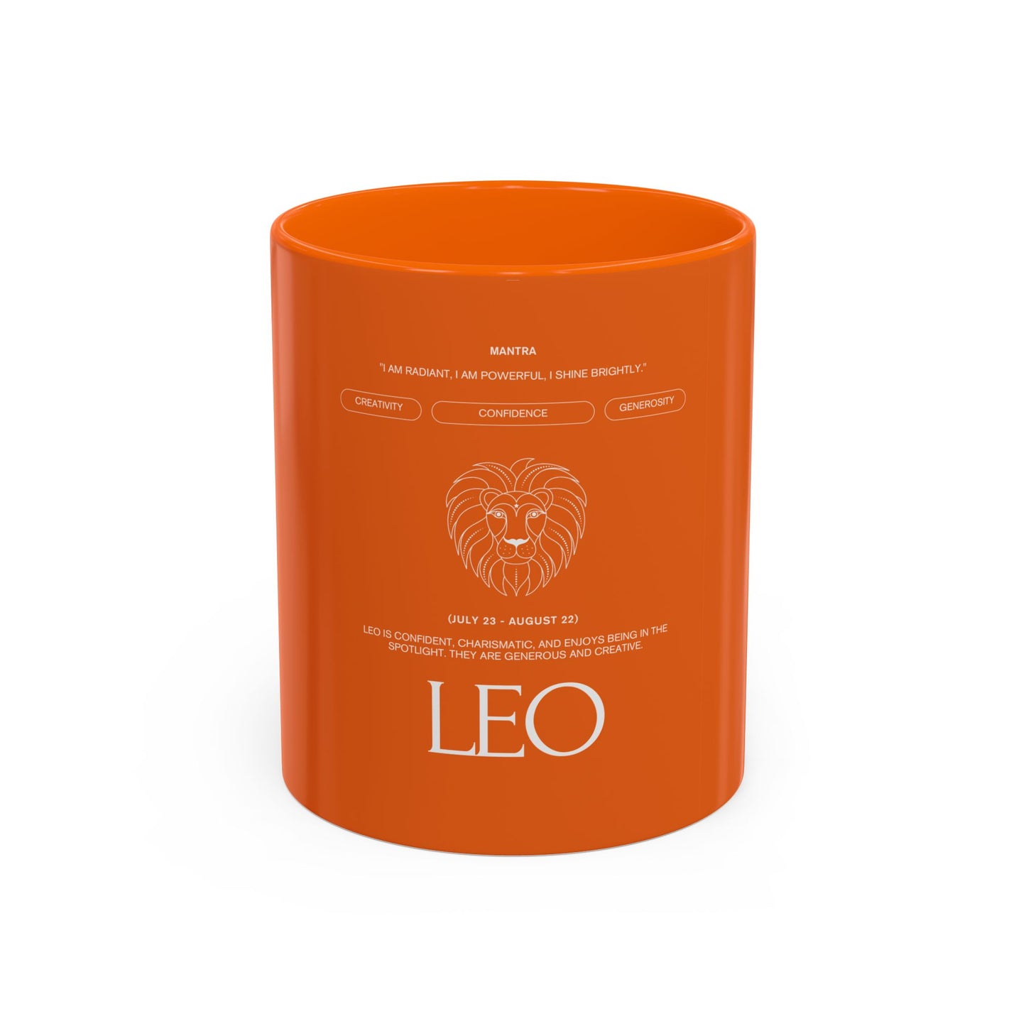 Leo Zodiac Coffee Mug — Orange Accent Astrology Gift