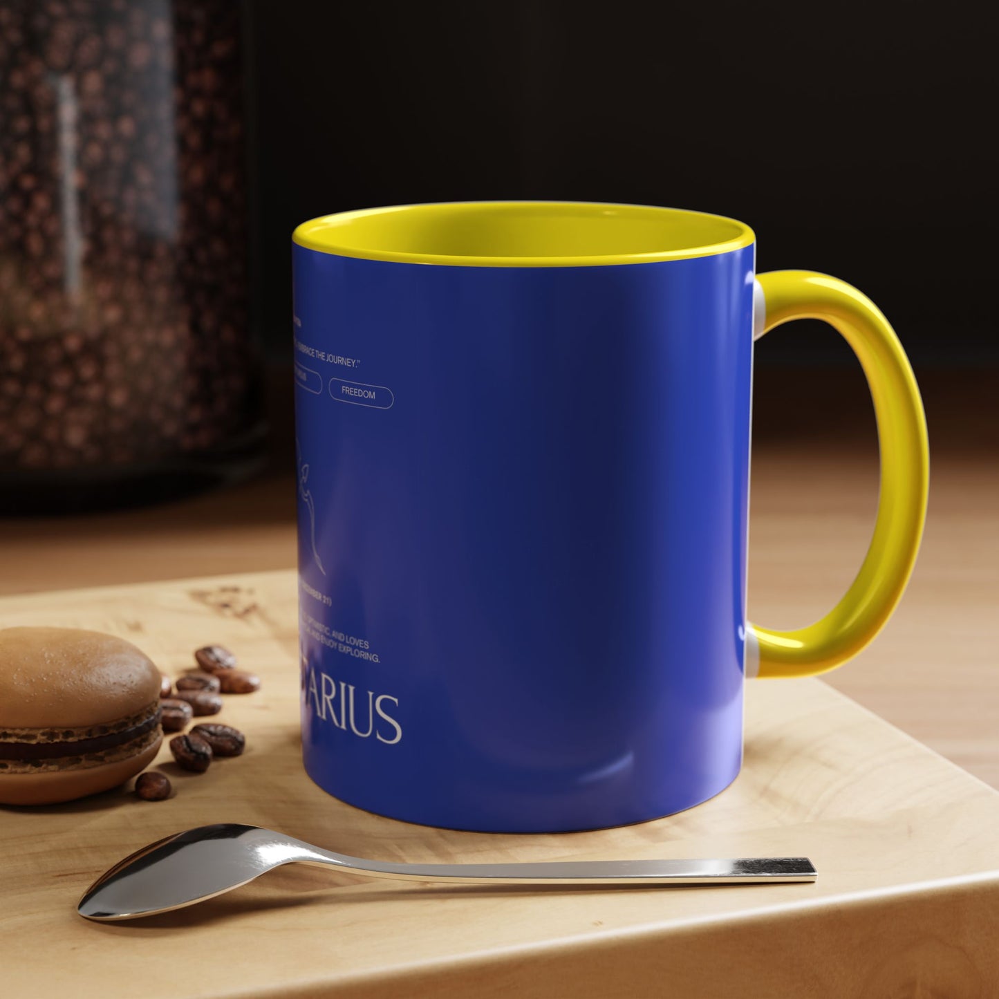 Sagittarius Zodiac Coffee Mug — Blue Accent Astrology Birthday Gift (11/15oz)