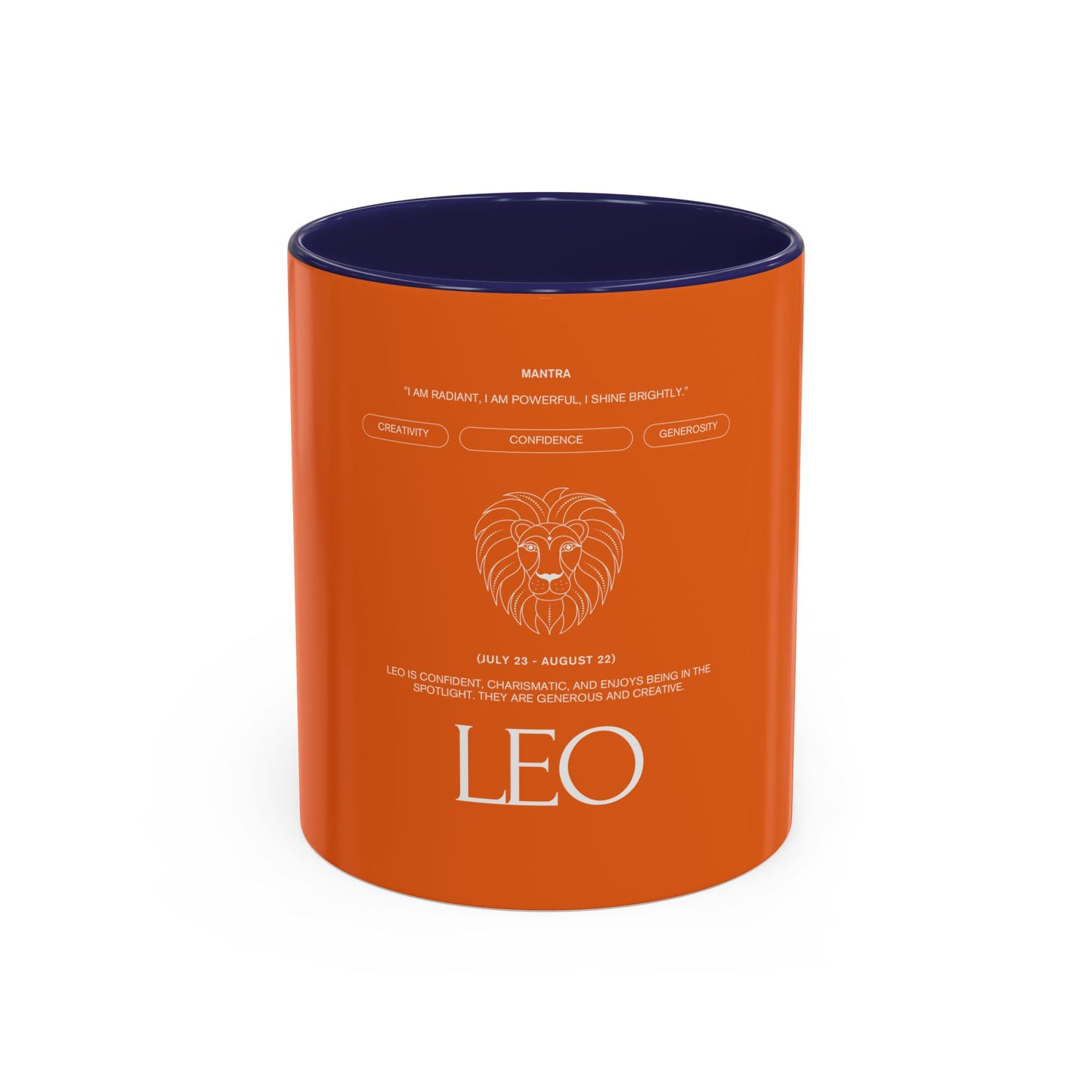 Leo Zodiac Coffee Mug — Orange Accent Astrology Gift