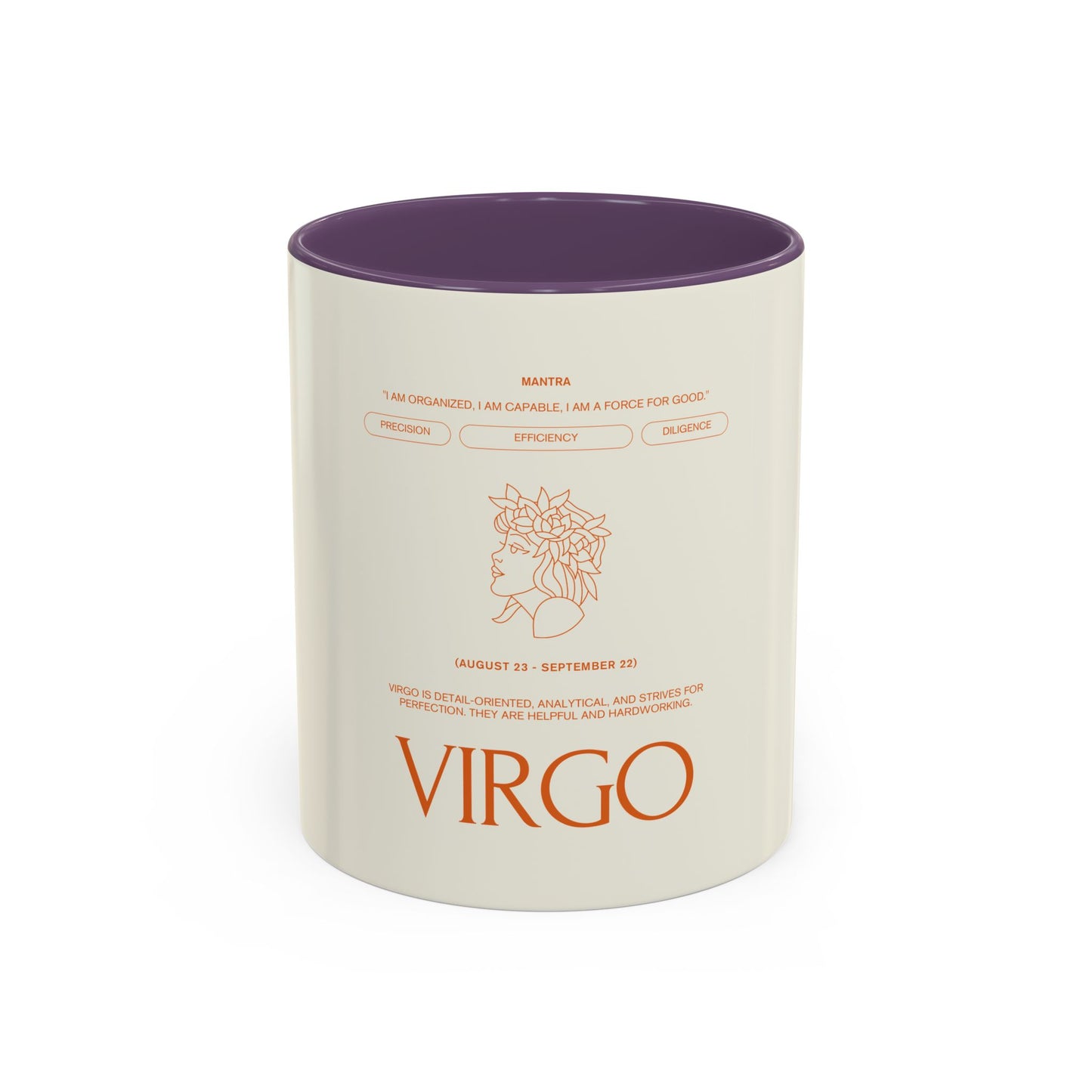 Virgo Zodiac Coffee Mug — Astrological Accent Mug with Birthdate & Traits