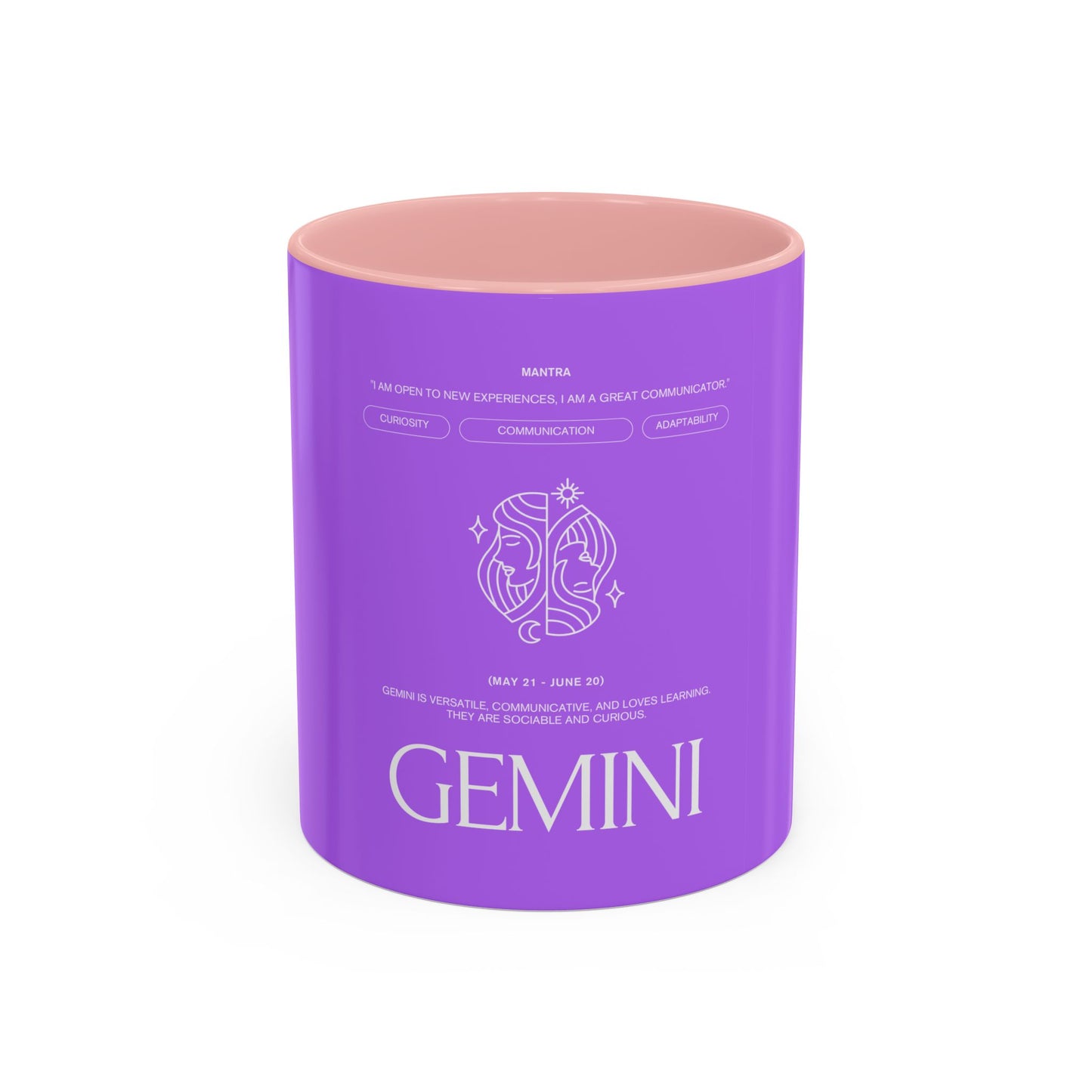 Gemini Zodiac Accent Coffee Mug — Purple Astrology Horoscope 11/15oz