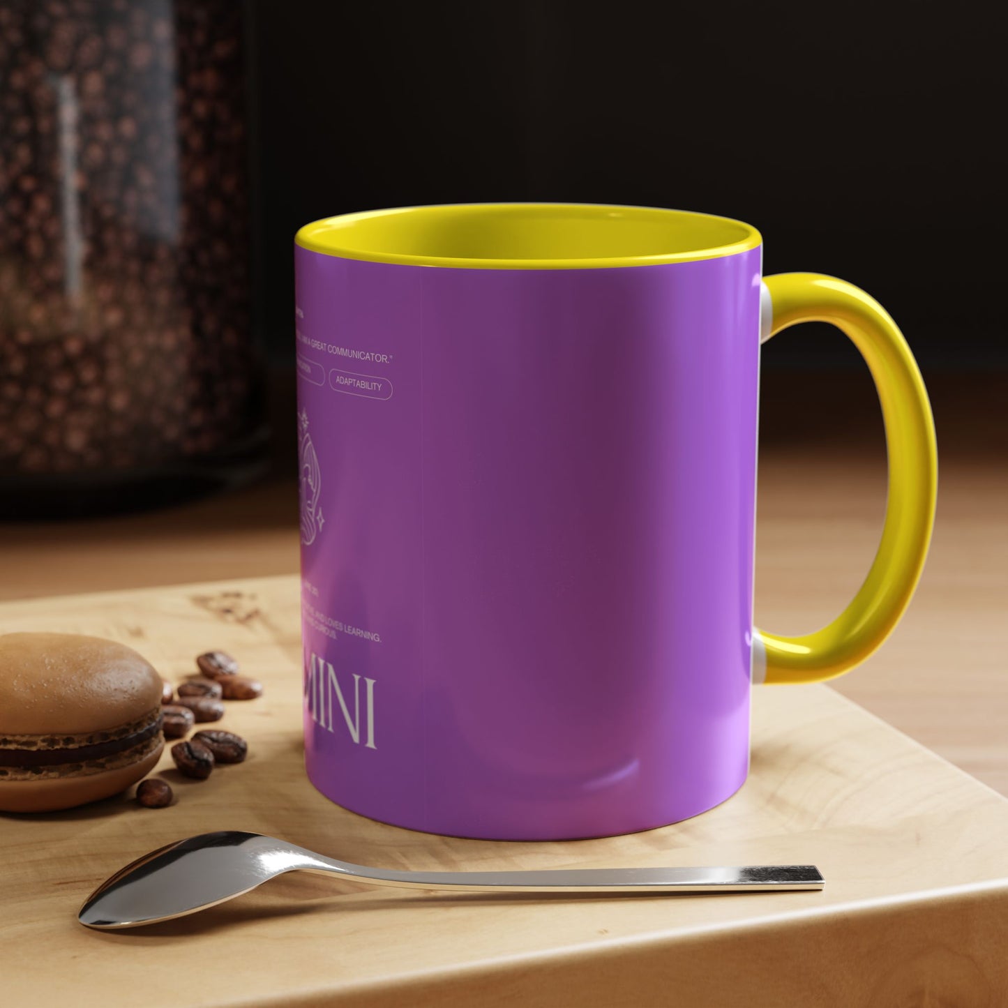 Gemini Zodiac Accent Coffee Mug — Purple Astrology Horoscope 11/15oz