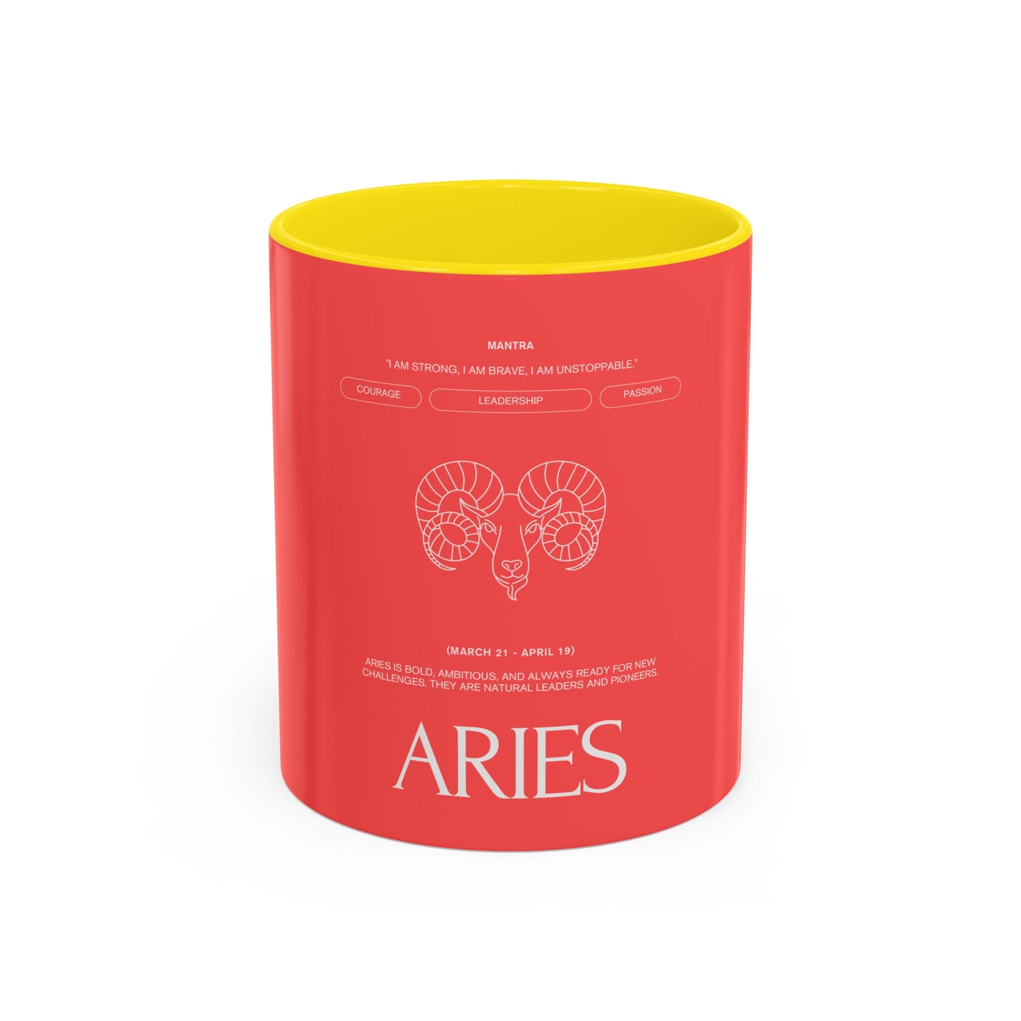 Aries Zodiac Accent Coffee Mug — Red Astrology Horoscope Gift (11/15oz)