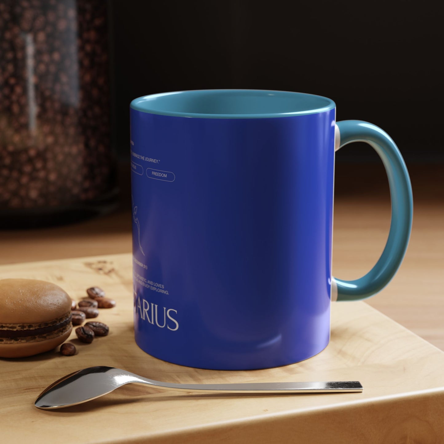 Sagittarius Zodiac Coffee Mug — Blue Accent Astrology Birthday Gift (11/15oz)