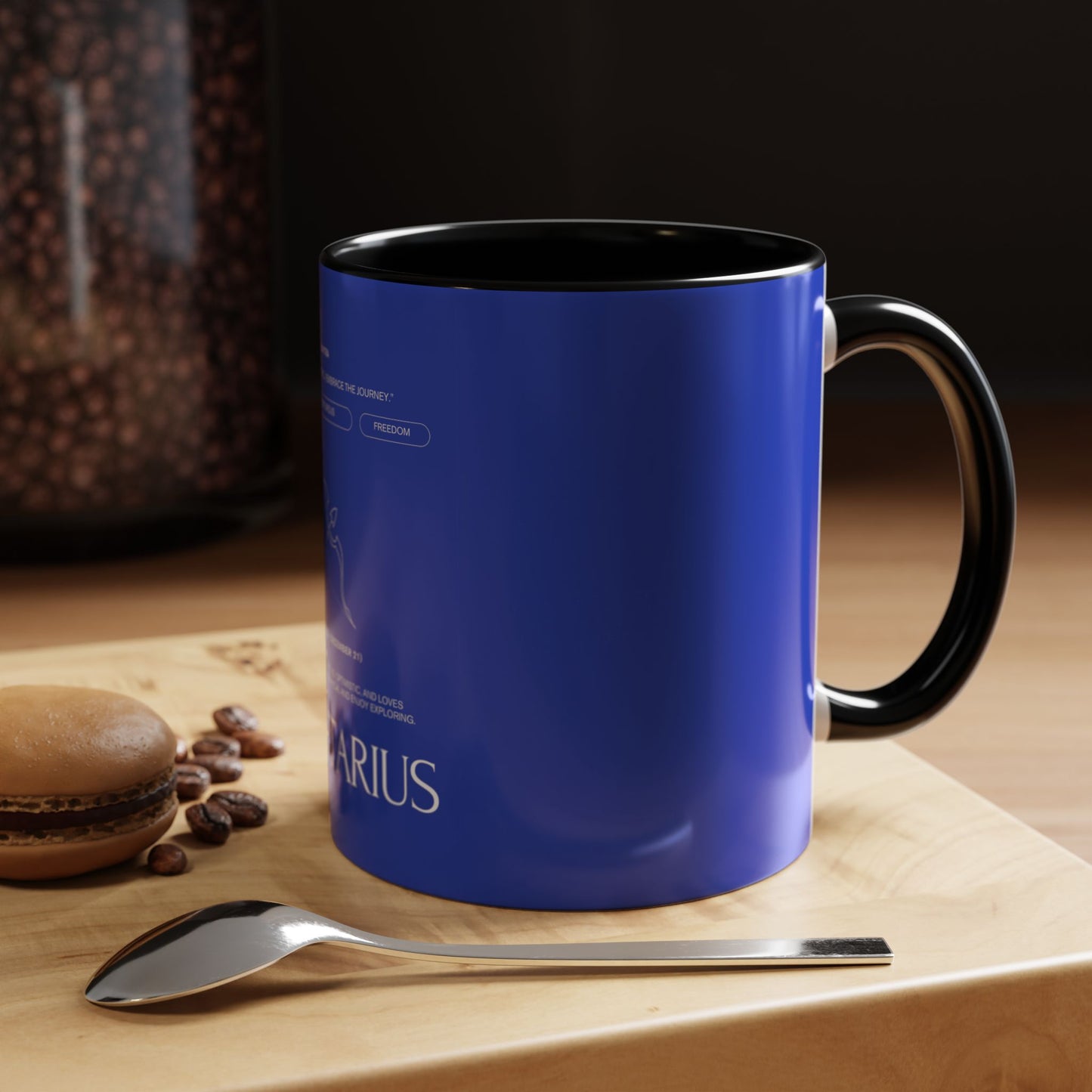 Sagittarius Zodiac Coffee Mug — Blue Accent Astrology Birthday Gift (11/15oz)