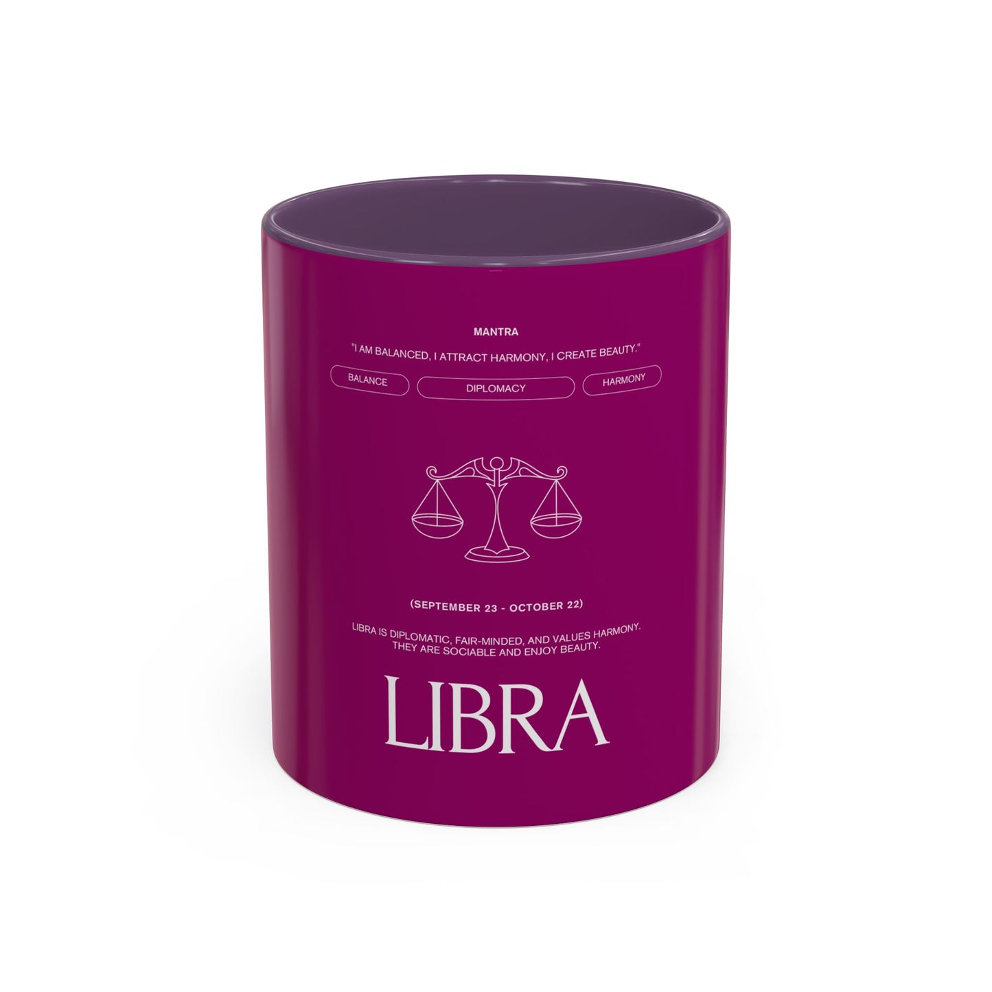 Libra Zodiac Coffee Mug — Astrology Accent Mug with Scales Design