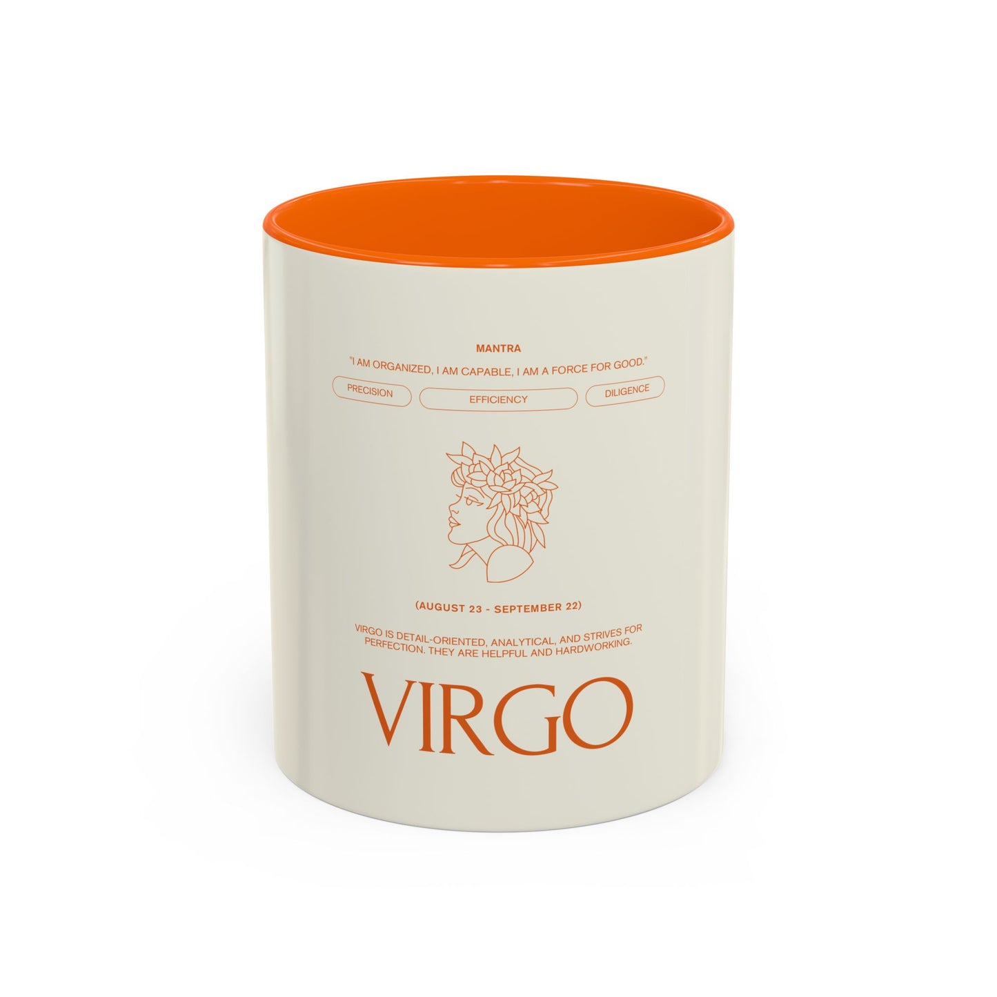 Virgo Zodiac Coffee Mug — Astrological Accent Mug with Birthdate & Traits