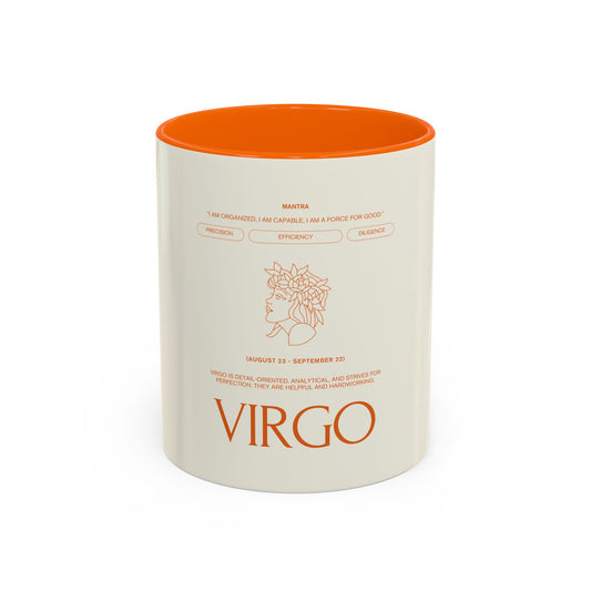 Virgo Zodiac Coffee Mug — Astrological Accent Mug with Birthdate & Traits