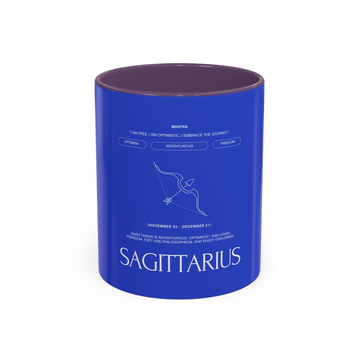 Sagittarius Zodiac Coffee Mug — Blue Accent Astrology Birthday Gift (11/15oz)