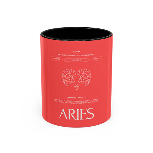 Aries Zodiac Accent Coffee Mug — Red Astrology Horoscope Gift (11/15oz)