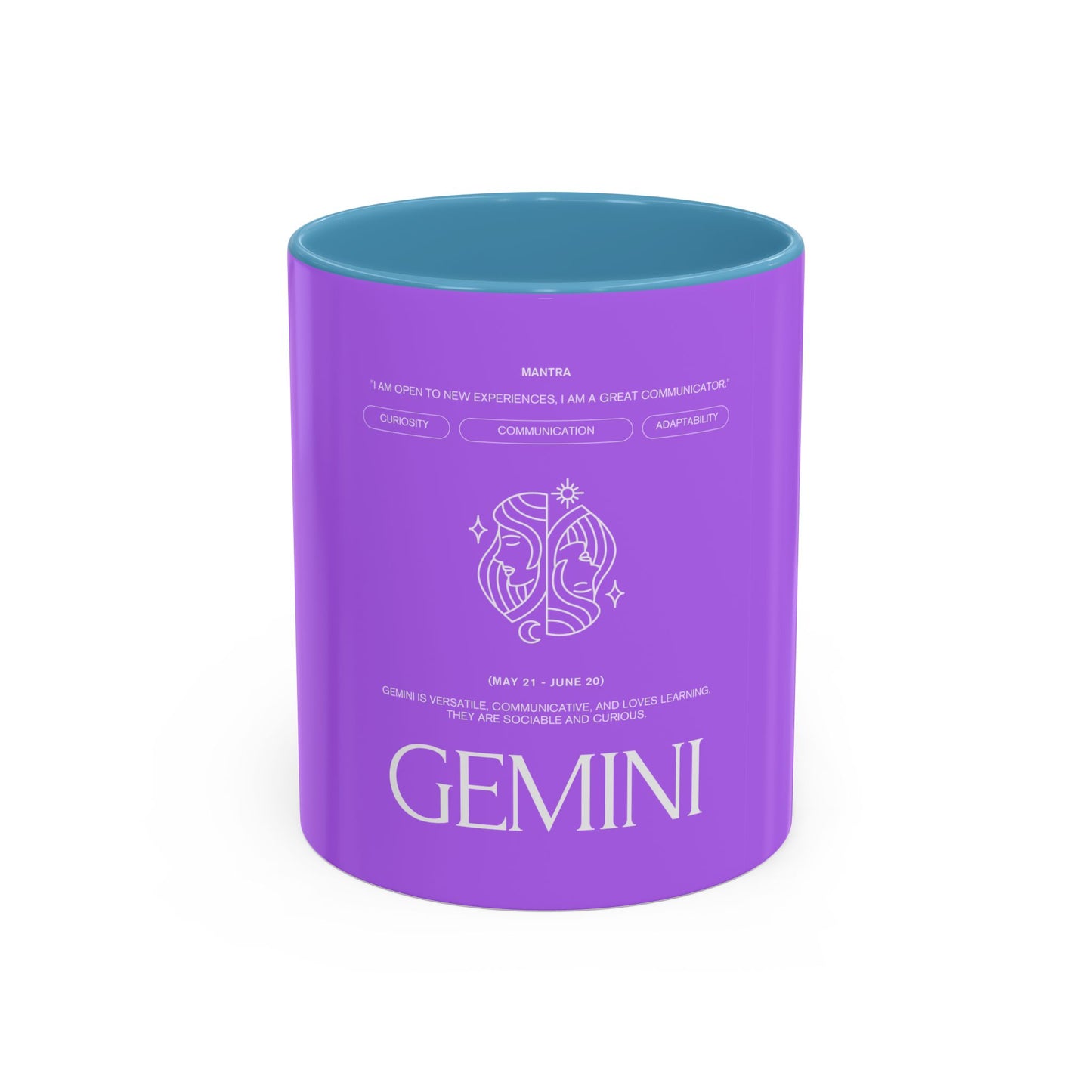 Gemini Zodiac Accent Coffee Mug — Purple Astrology Horoscope 11/15oz