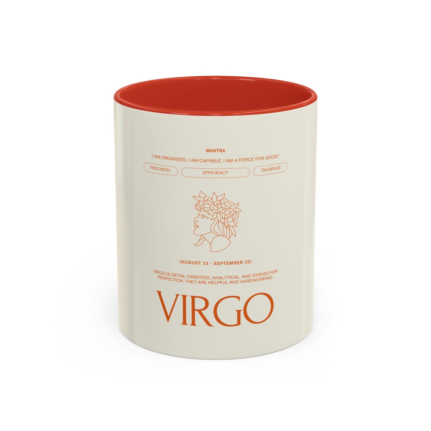Virgo Zodiac Coffee Mug — Astrological Accent Mug with Birthdate & Traits