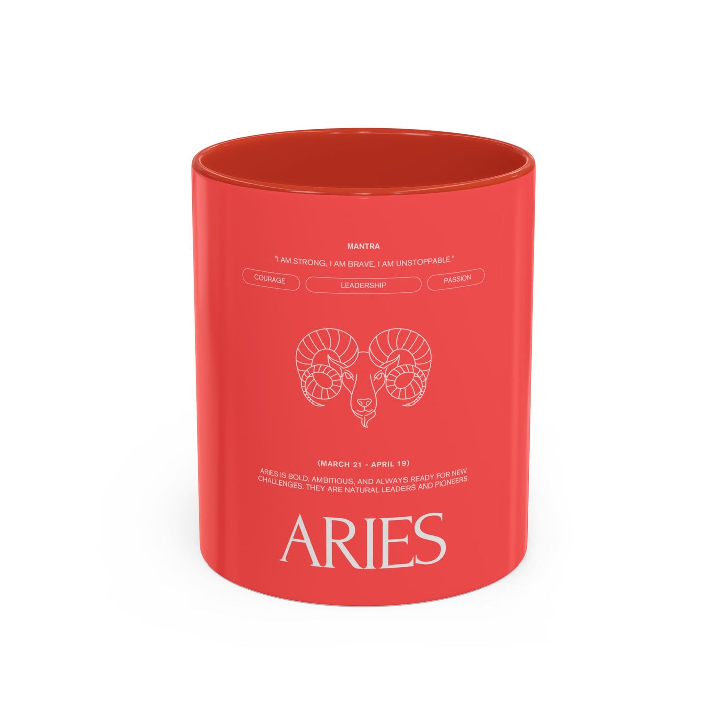 Aries Zodiac Accent Coffee Mug — Red Astrology Horoscope Gift (11/15oz)