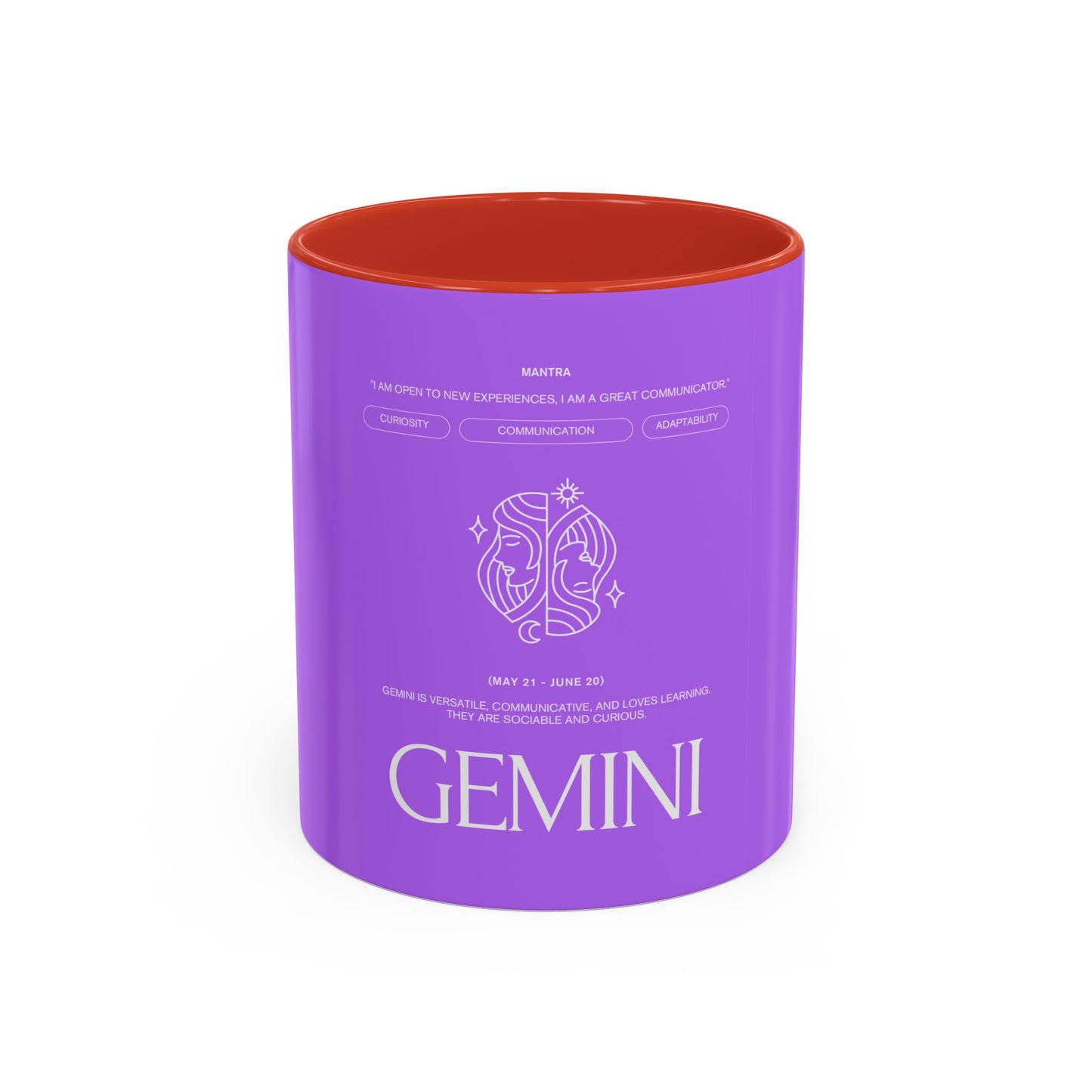 Gemini Zodiac Accent Coffee Mug — Purple Astrology Horoscope 11/15oz