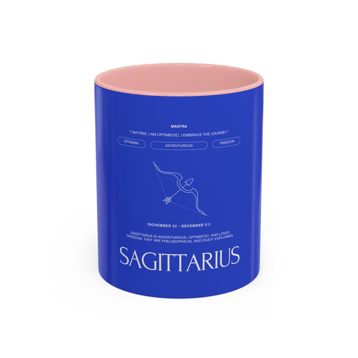 Sagittarius Zodiac Coffee Mug — Blue Accent Astrology Birthday Gift (11/15oz)