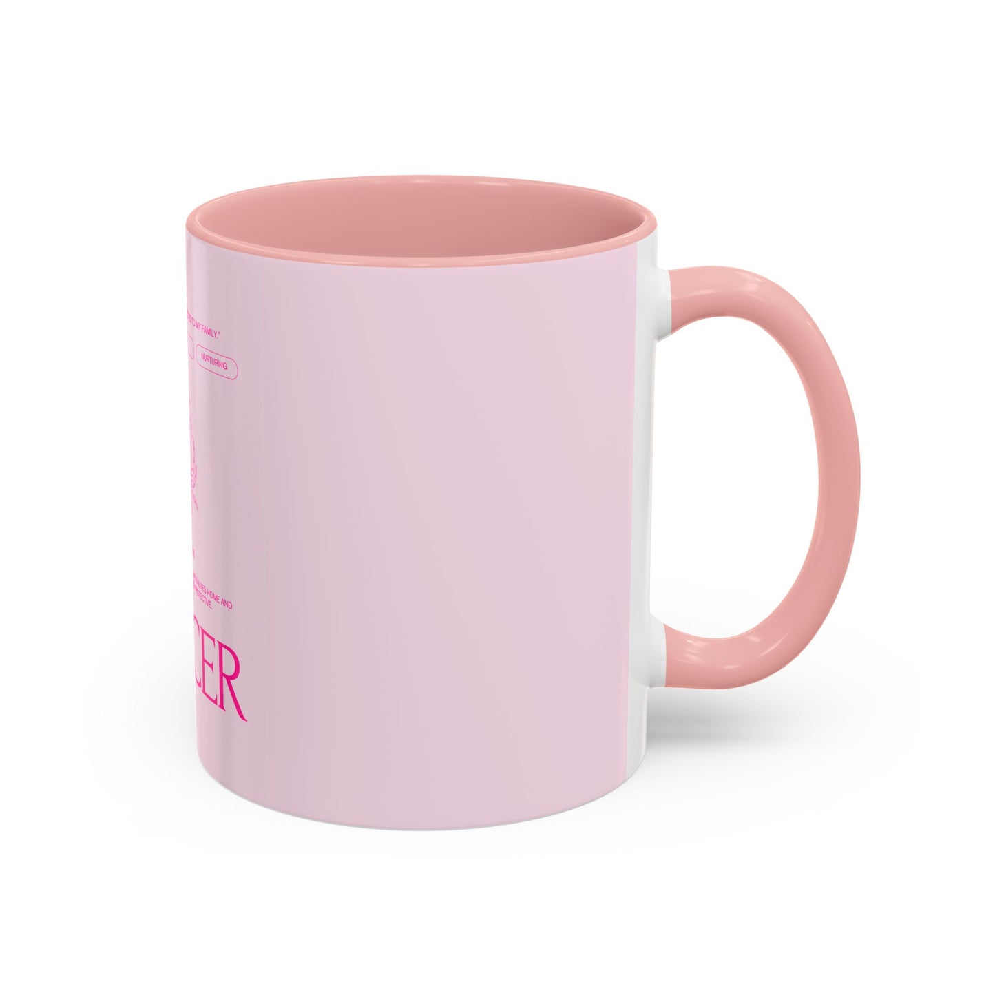 Cancer Zodiac Accent Coffee Mug — Pink Astrology Horoscope Gift (11/15oz)