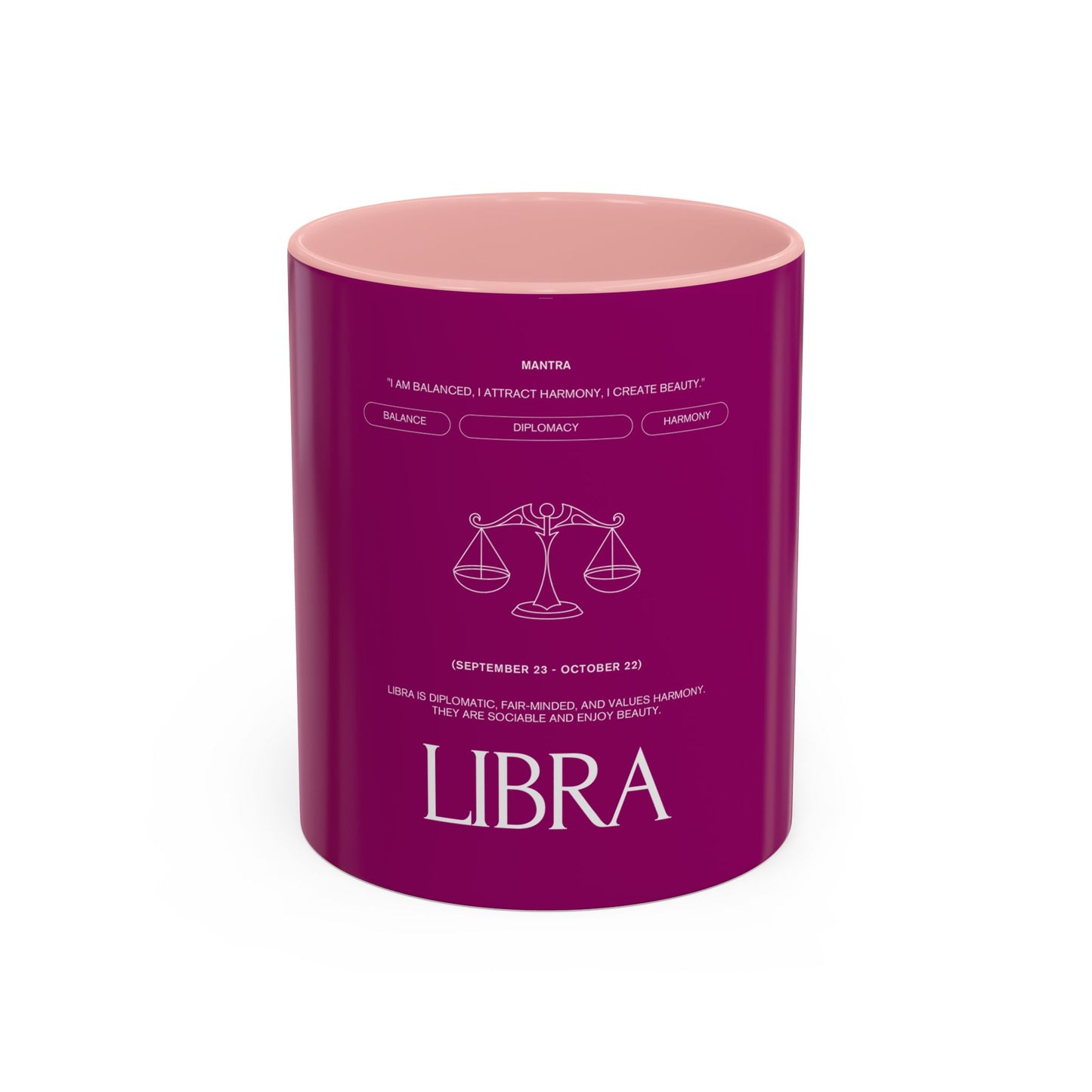 Libra Zodiac Coffee Mug — Astrology Accent Mug with Scales Design