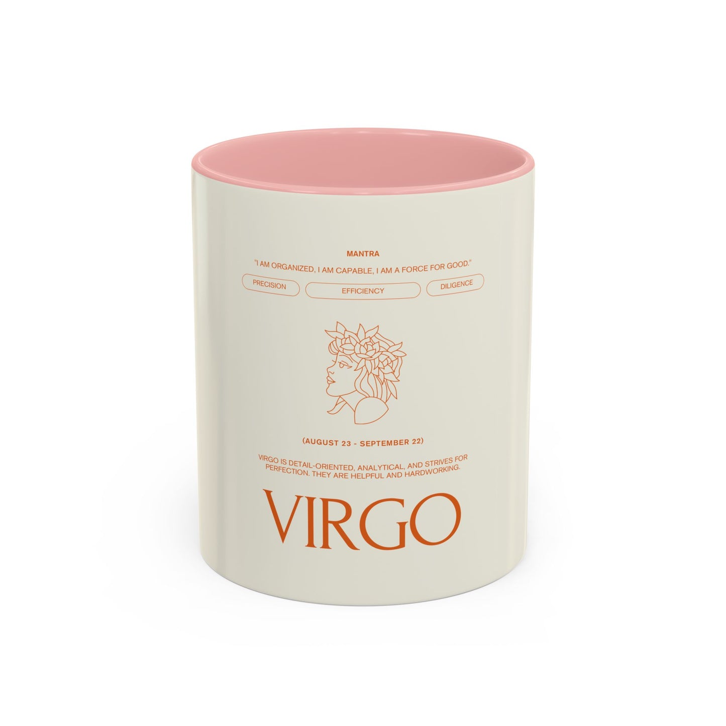 Virgo Zodiac Coffee Mug — Astrological Accent Mug with Birthdate & Traits