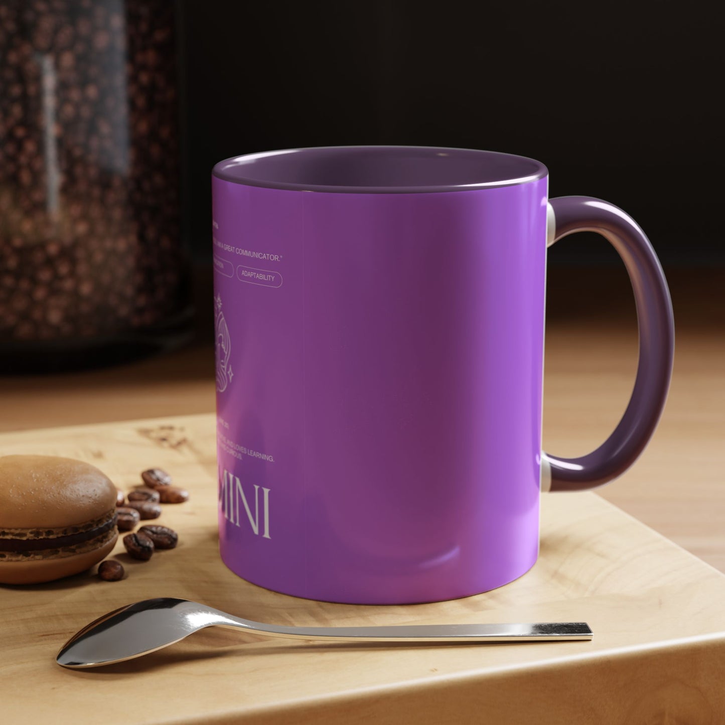 Gemini Zodiac Accent Coffee Mug — Purple Astrology Horoscope 11/15oz