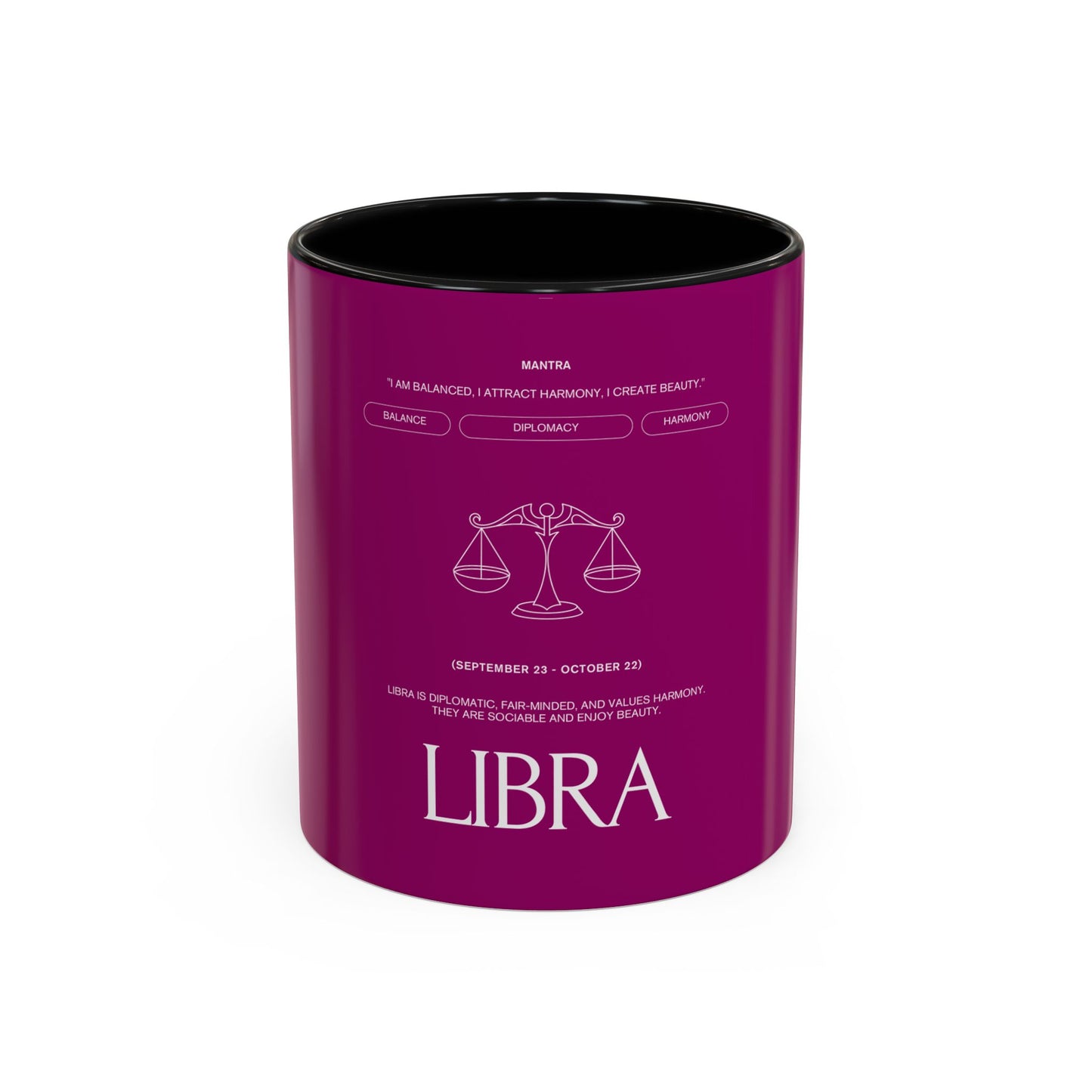 Libra Zodiac Coffee Mug — Astrology Accent Mug with Scales Design