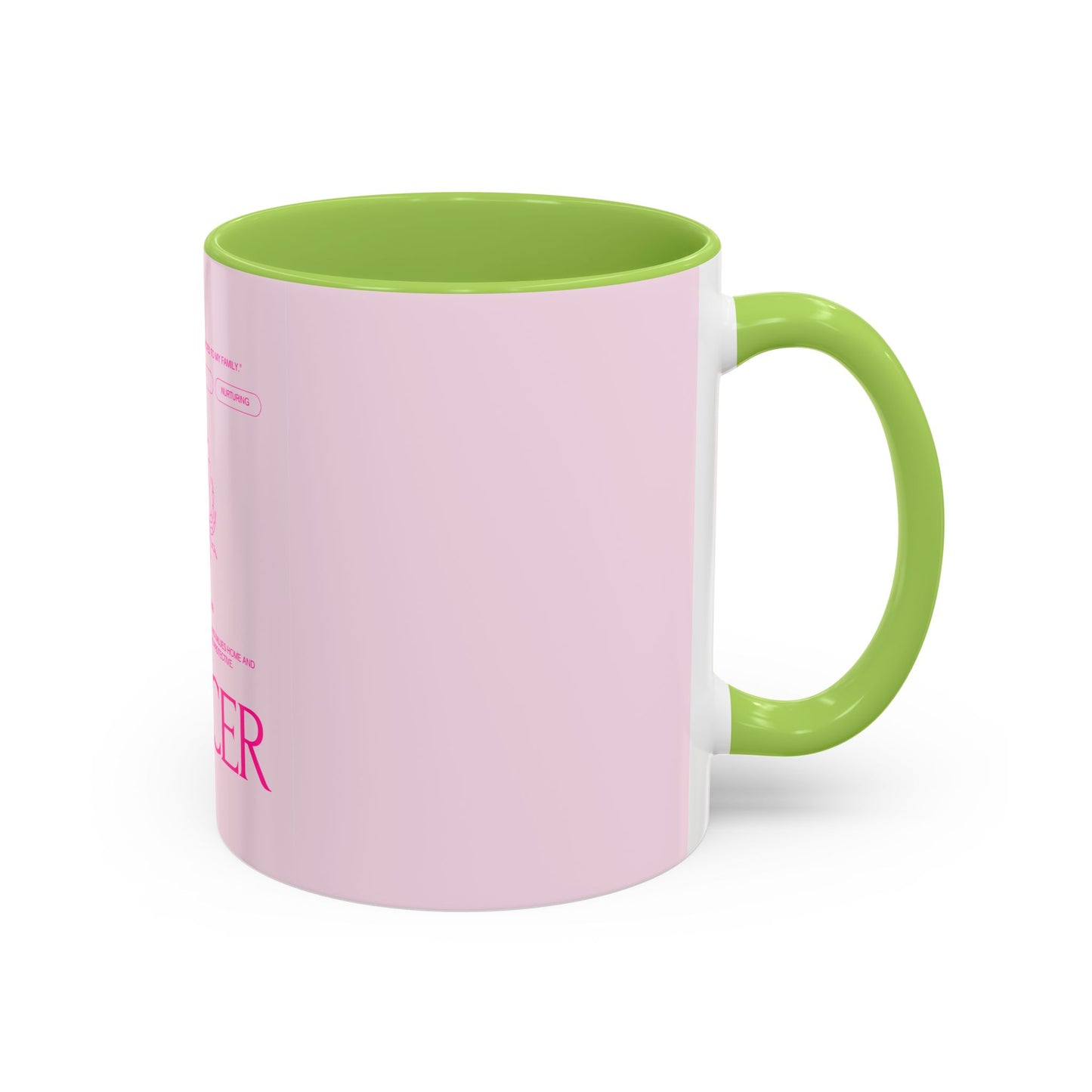 Cancer Zodiac Accent Coffee Mug — Pink Astrology Horoscope Gift (11/15oz)