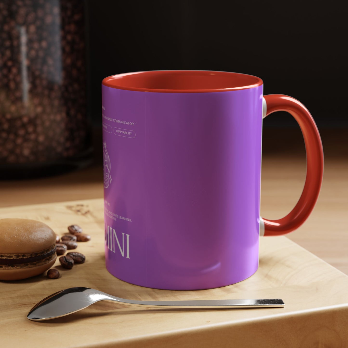 Gemini Zodiac Accent Coffee Mug — Purple Astrology Horoscope 11/15oz