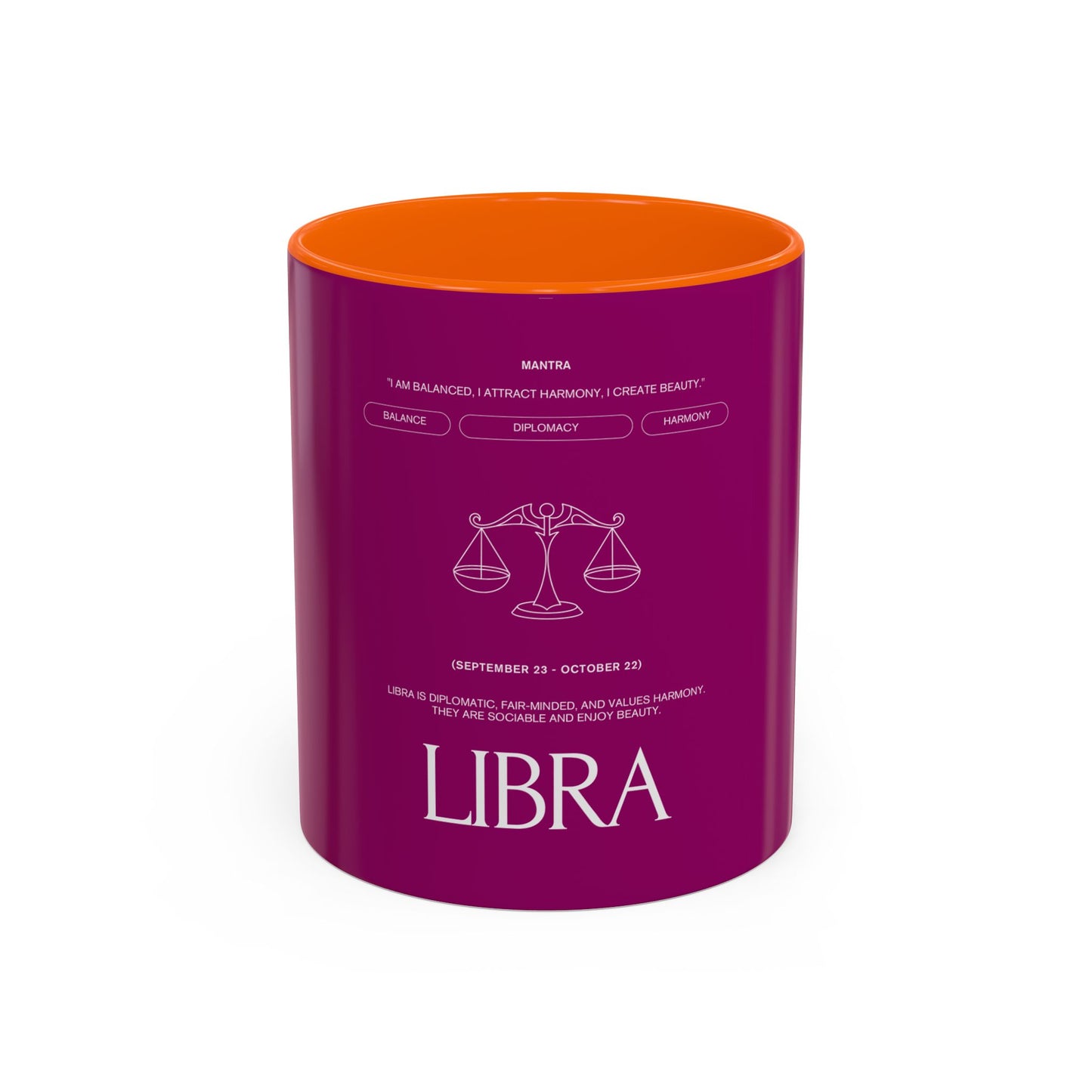 Libra Zodiac Coffee Mug — Astrology Accent Mug with Scales Design