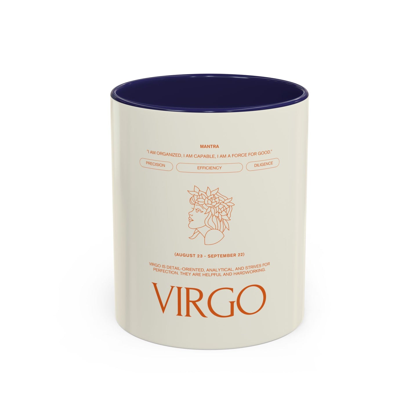 Virgo Zodiac Coffee Mug — Astrological Accent Mug with Birthdate & Traits