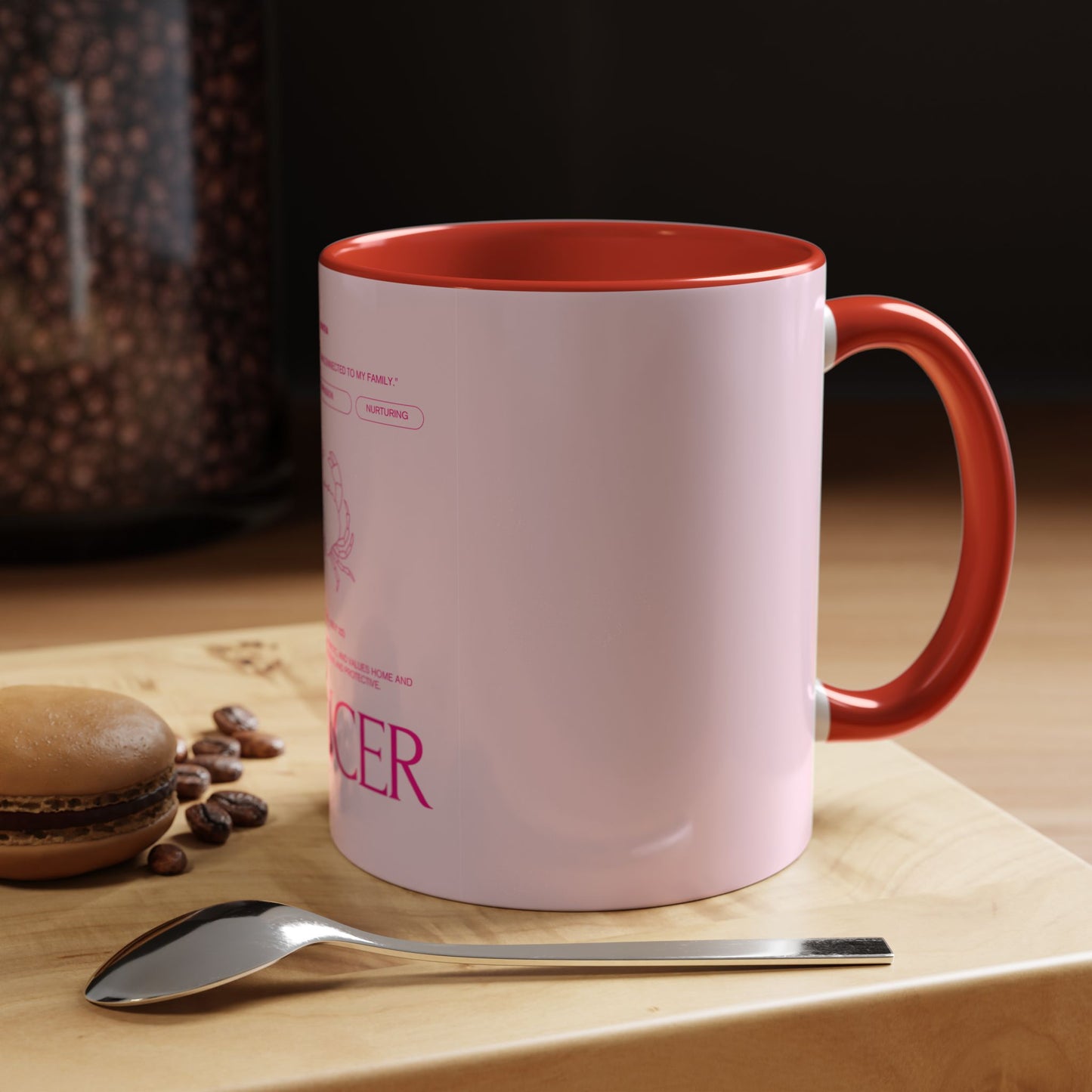 Cancer Zodiac Accent Coffee Mug — Pink Astrology Horoscope Gift (11/15oz)