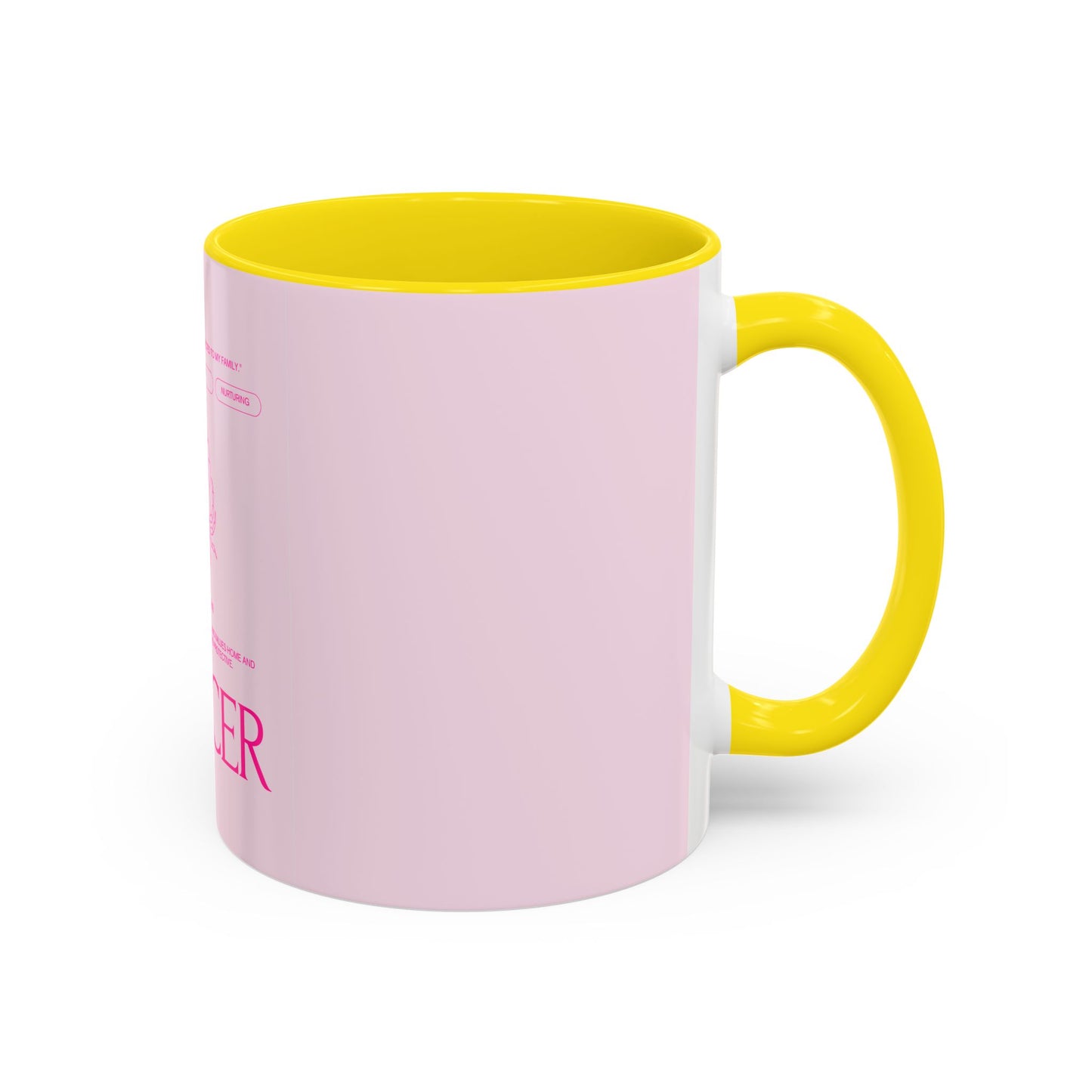 Cancer Zodiac Accent Coffee Mug — Pink Astrology Horoscope Gift (11/15oz)