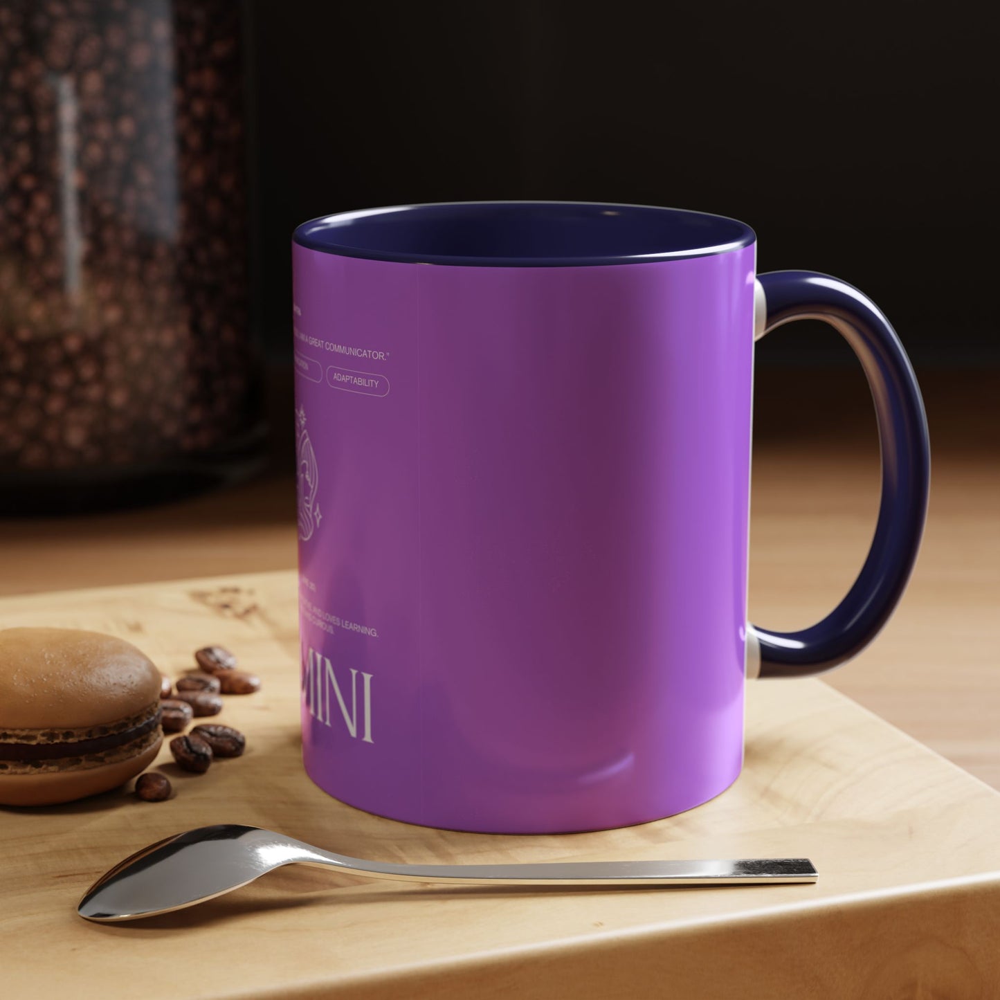 Gemini Zodiac Accent Coffee Mug — Purple Astrology Horoscope 11/15oz