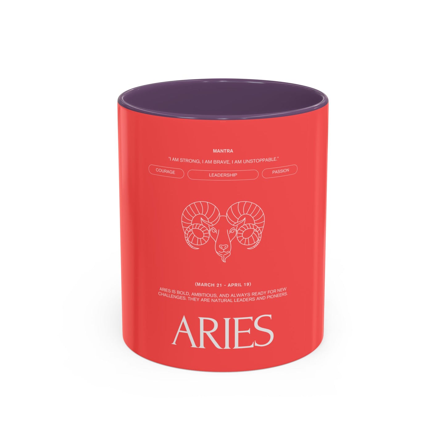 Aries Zodiac Accent Coffee Mug — Red Astrology Horoscope Gift (11/15oz)