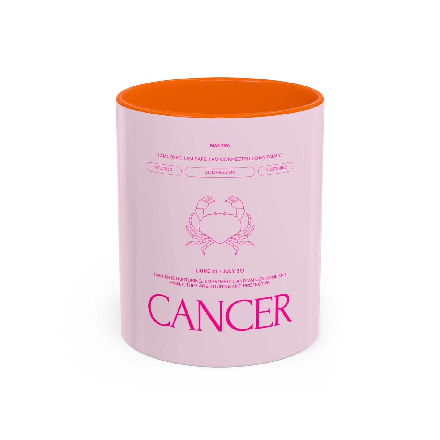 Cancer Zodiac Accent Coffee Mug — Pink Astrology Horoscope Gift (11/15oz)