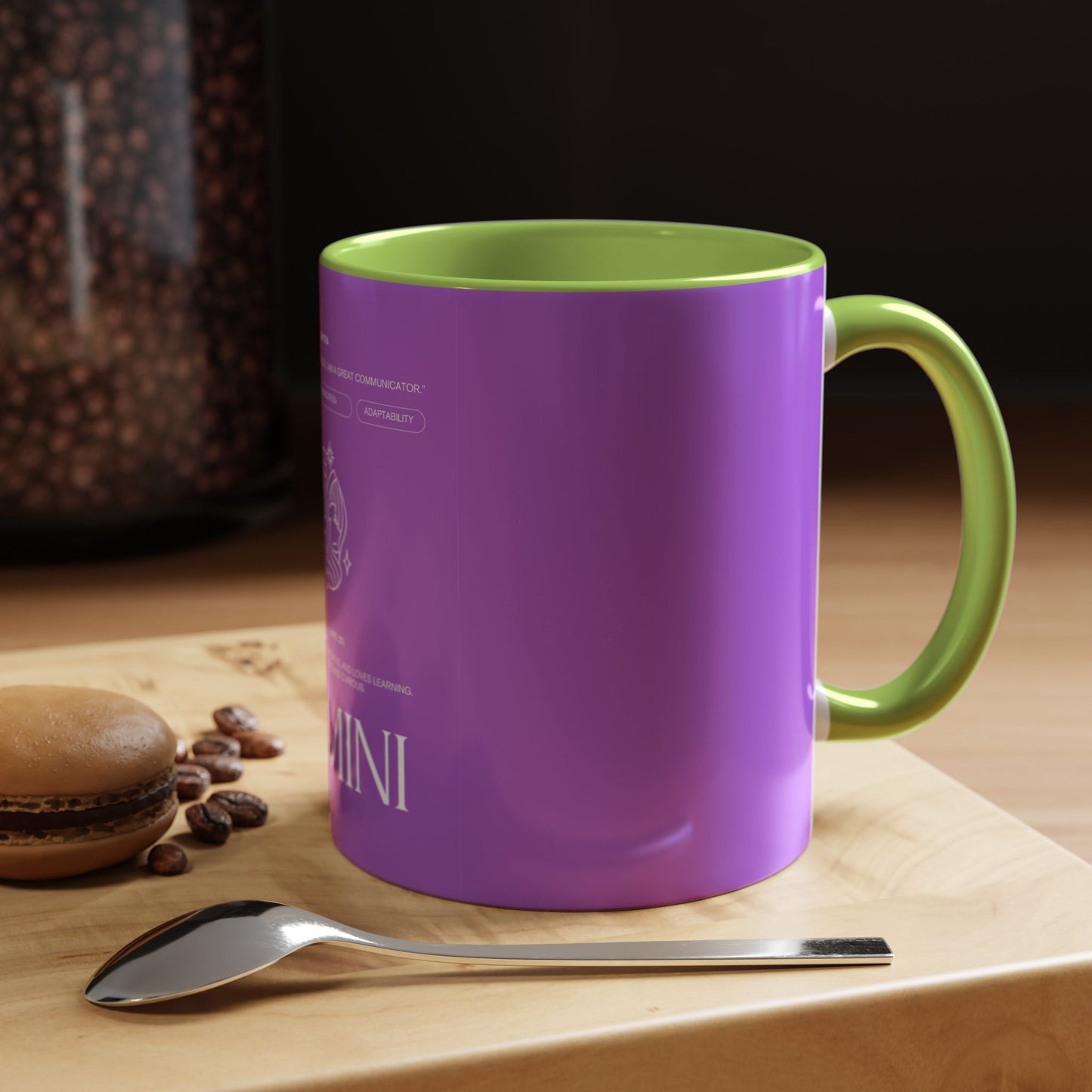 Gemini Zodiac Accent Coffee Mug — Purple Astrology Horoscope 11/15oz