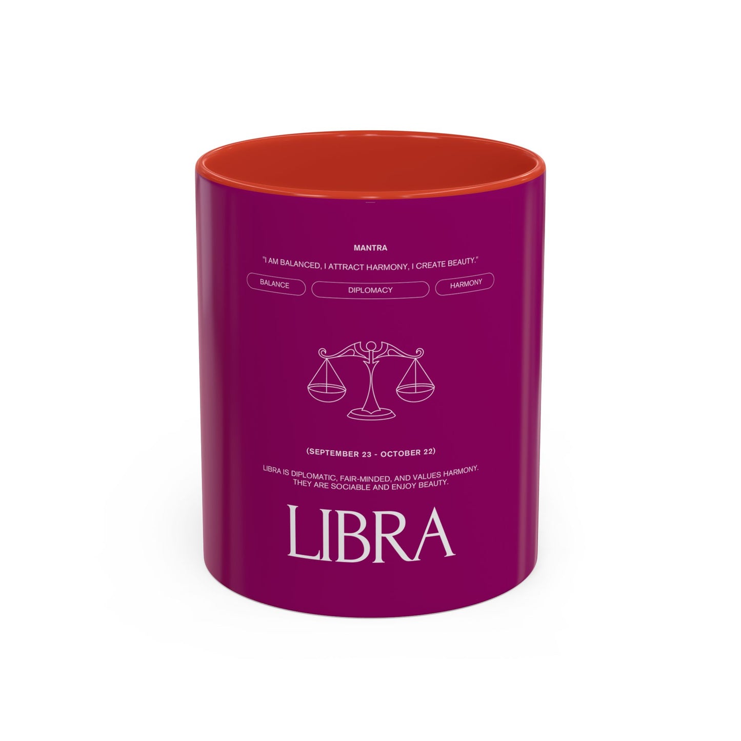 Libra Zodiac Coffee Mug — Astrology Accent Mug with Scales Design