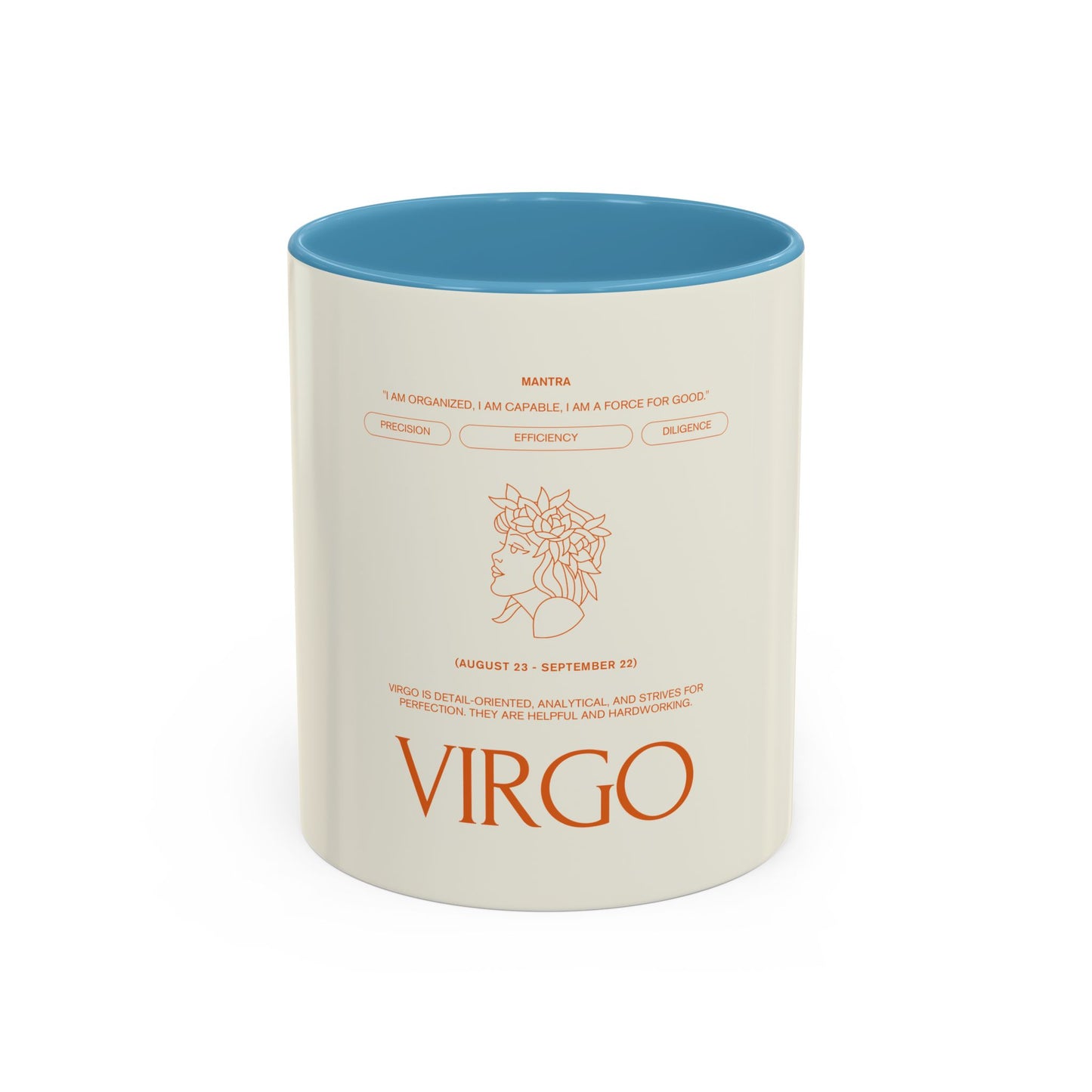 Virgo Zodiac Coffee Mug — Astrological Accent Mug with Birthdate & Traits
