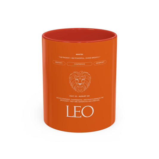 Leo Zodiac Coffee Mug — Orange Accent Astrology Gift