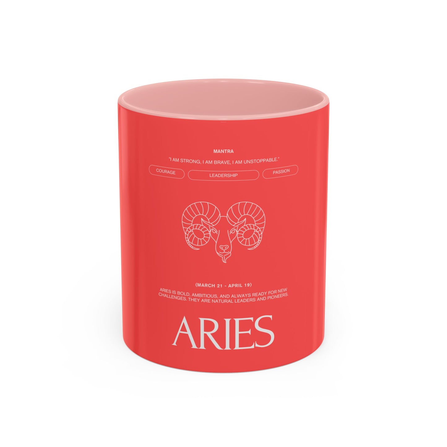 Aries Zodiac Accent Coffee Mug — Red Astrology Horoscope Gift (11/15oz)