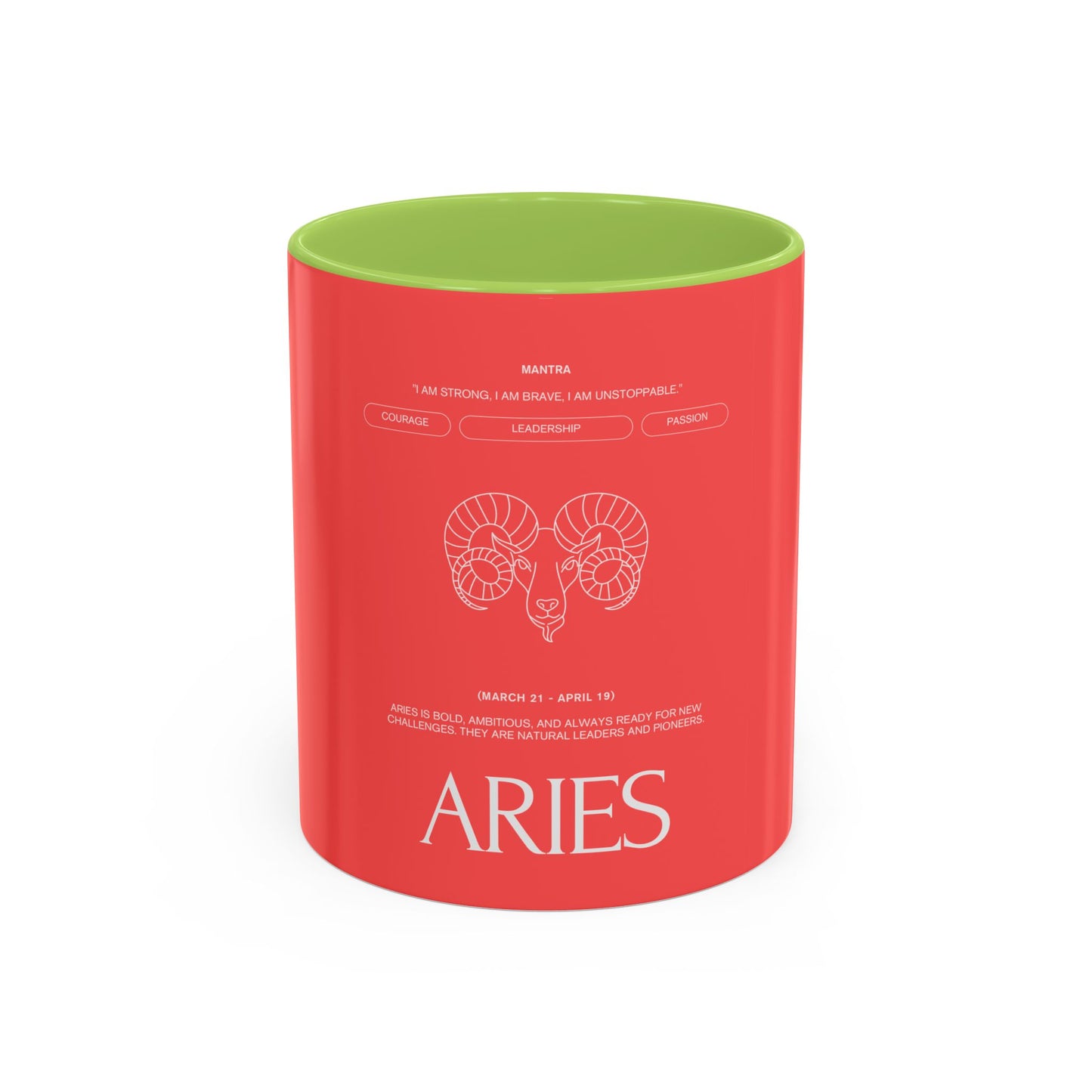 Aries Zodiac Accent Coffee Mug — Red Astrology Horoscope Gift (11/15oz)