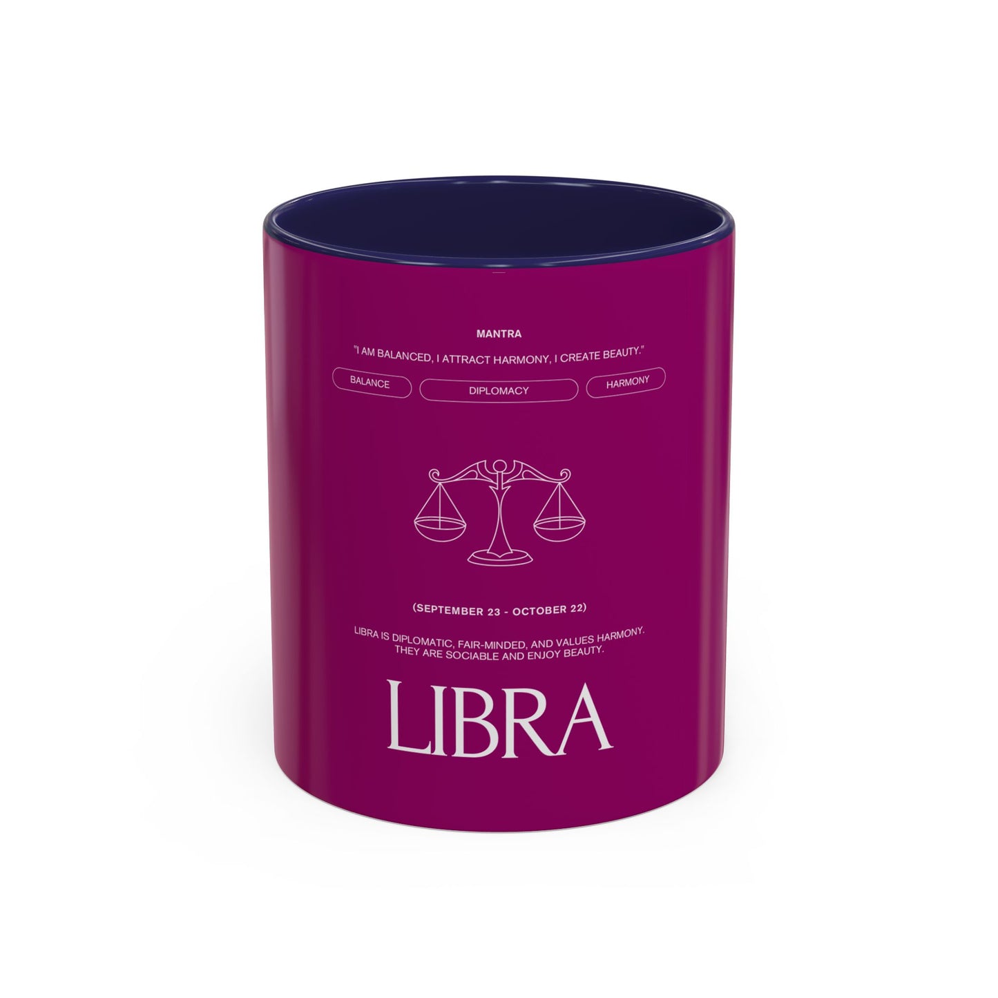 Libra Zodiac Coffee Mug — Astrology Accent Mug with Scales Design