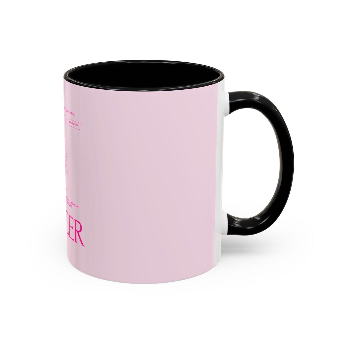 Cancer Zodiac Accent Coffee Mug — Pink Astrology Horoscope Gift (11/15oz)