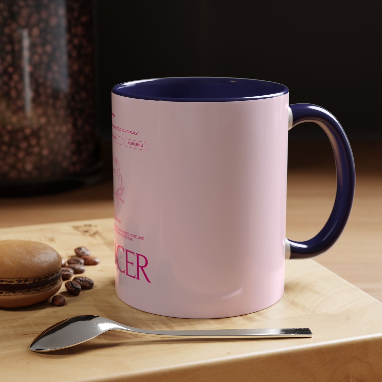 Cancer Zodiac Accent Coffee Mug — Pink Astrology Horoscope Gift (11/15oz)