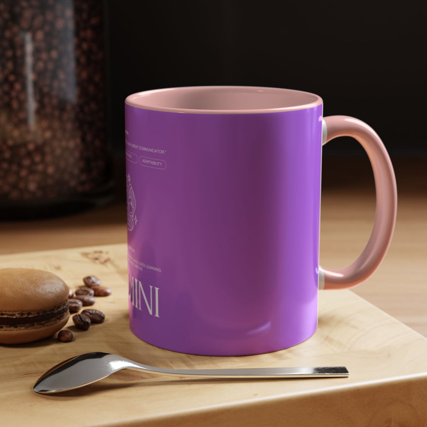 Gemini Zodiac Accent Coffee Mug — Purple Astrology Horoscope 11/15oz